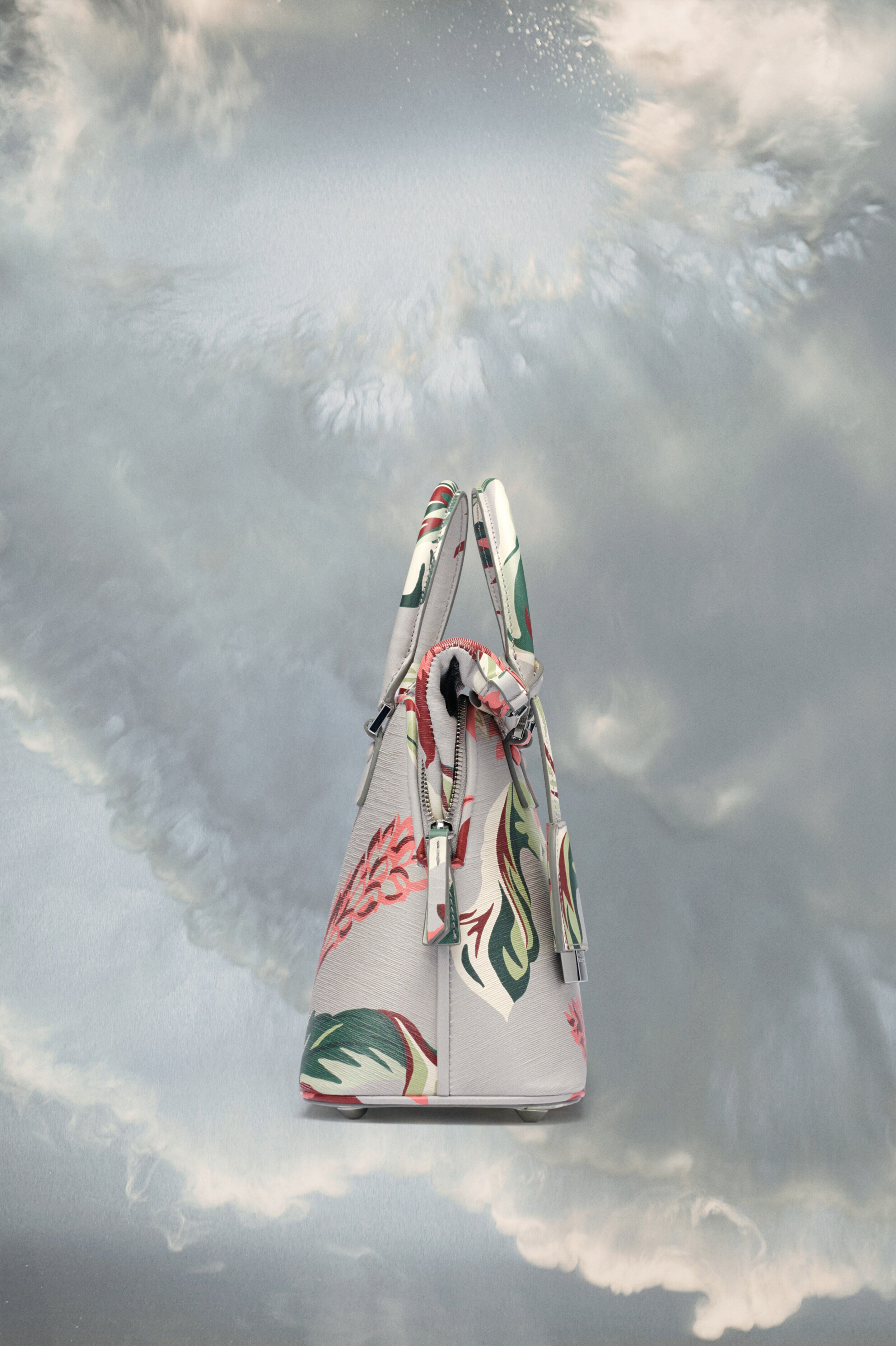 MAISON MARGIELA MEN'S FLORAL PRINT GREY CROSSBODY BAG