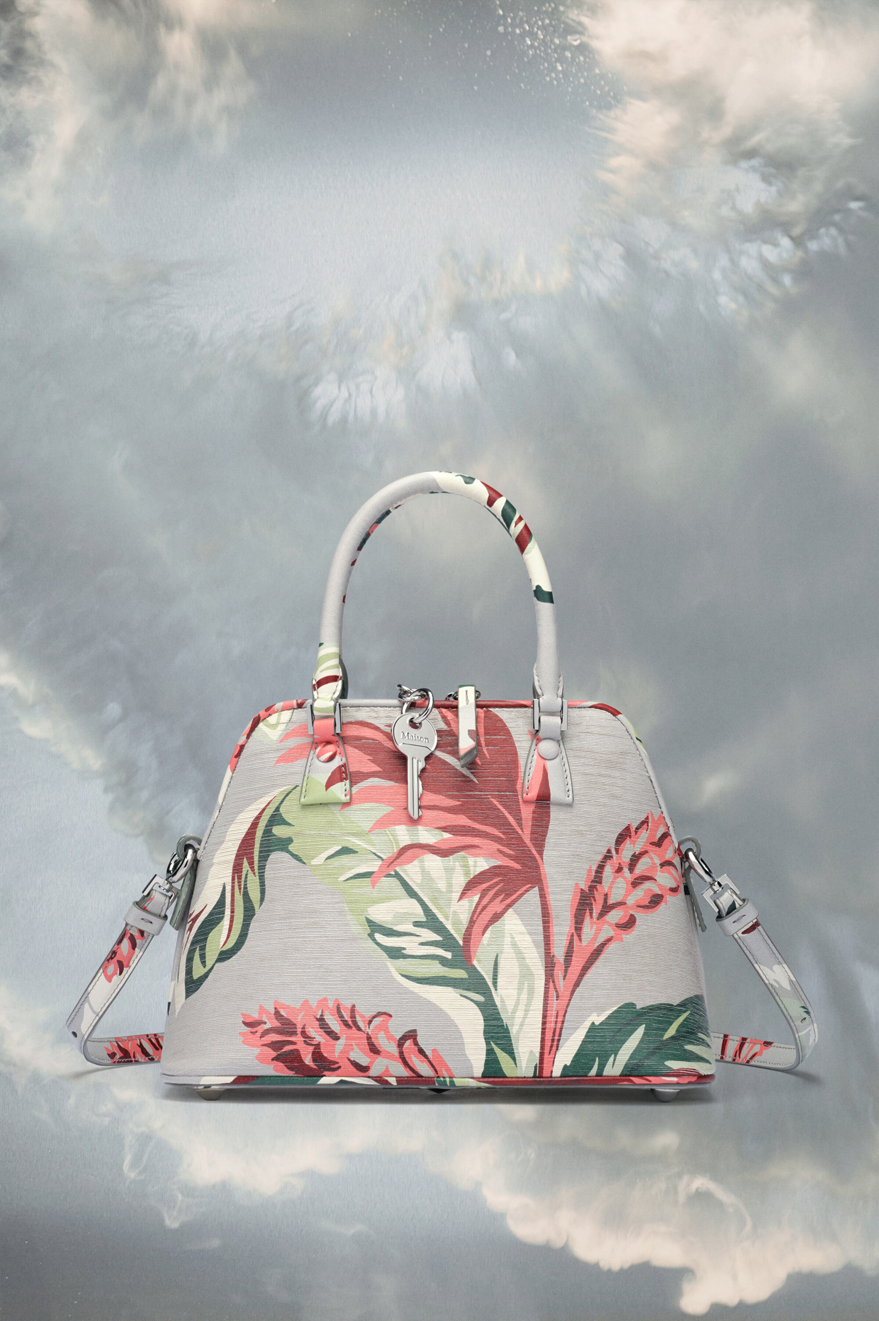 MAISON MARGIELA MEN'S FLORAL PRINT GREY CROSSBODY BAG