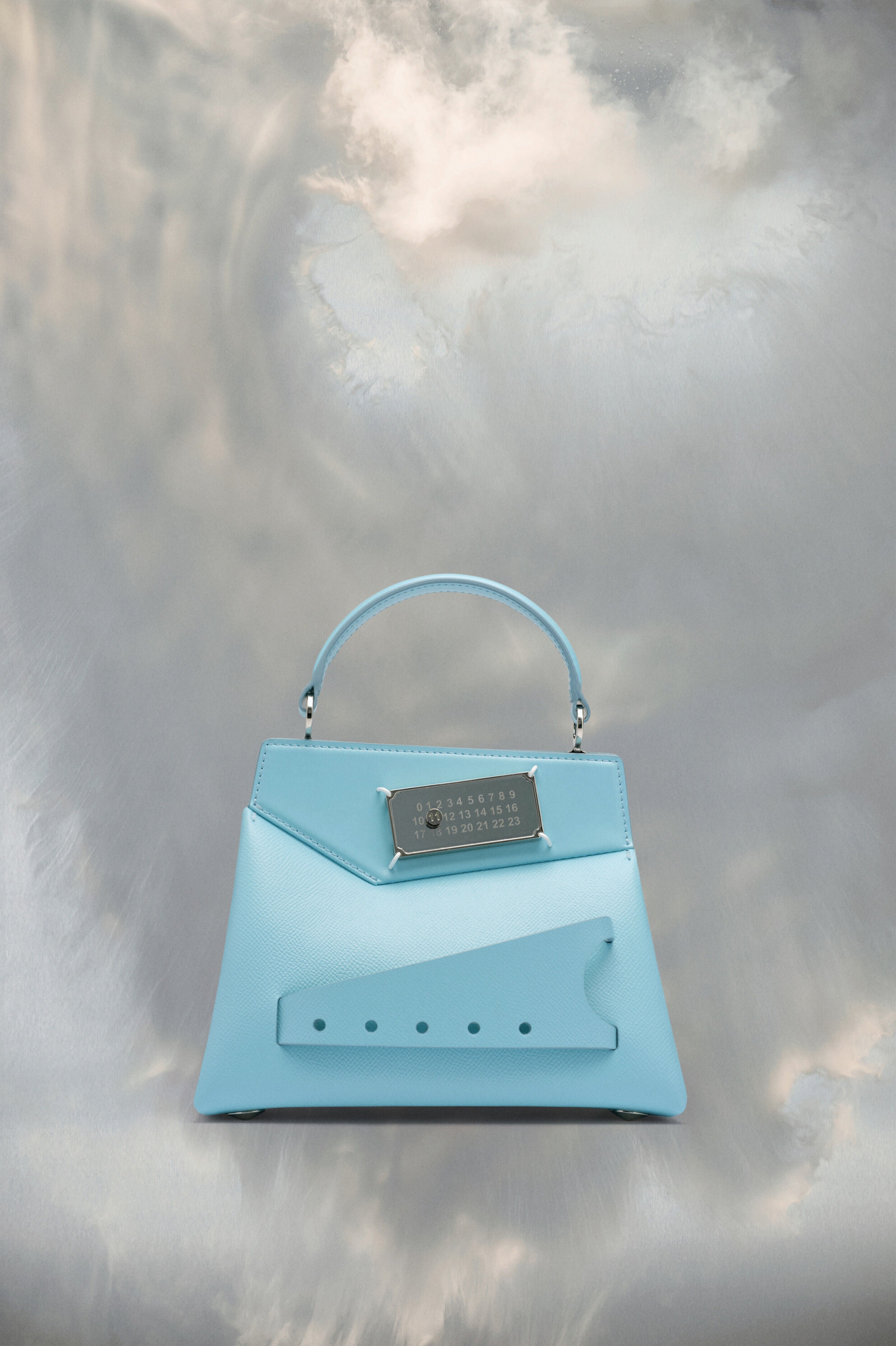 MAISON MARGIELA MEN'S AQUA STRUCTURED LEATHER SHOULDER BAG