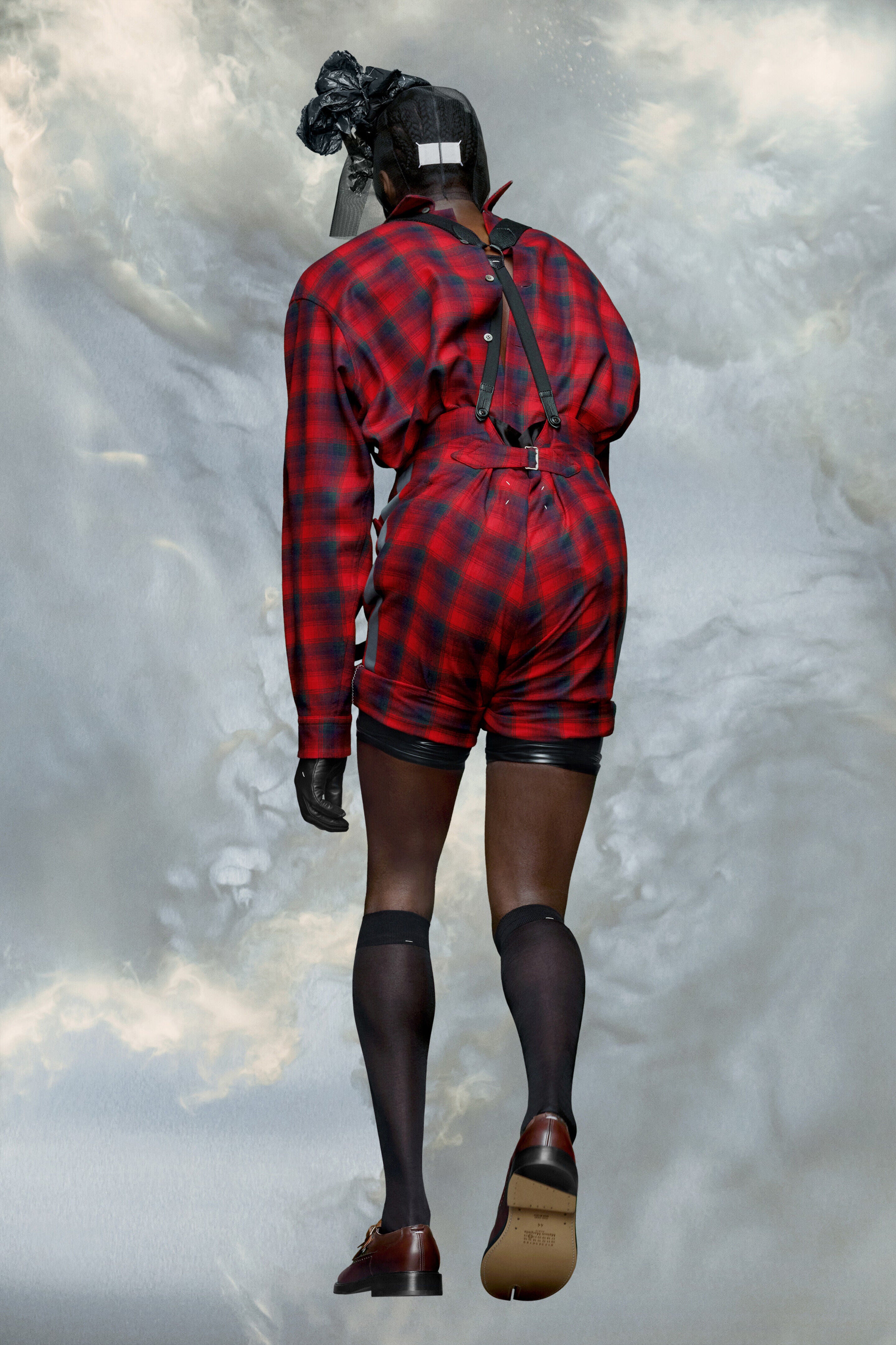 MAISON MARGIELA MEN'S RED PLAID TAILORED SHORTS