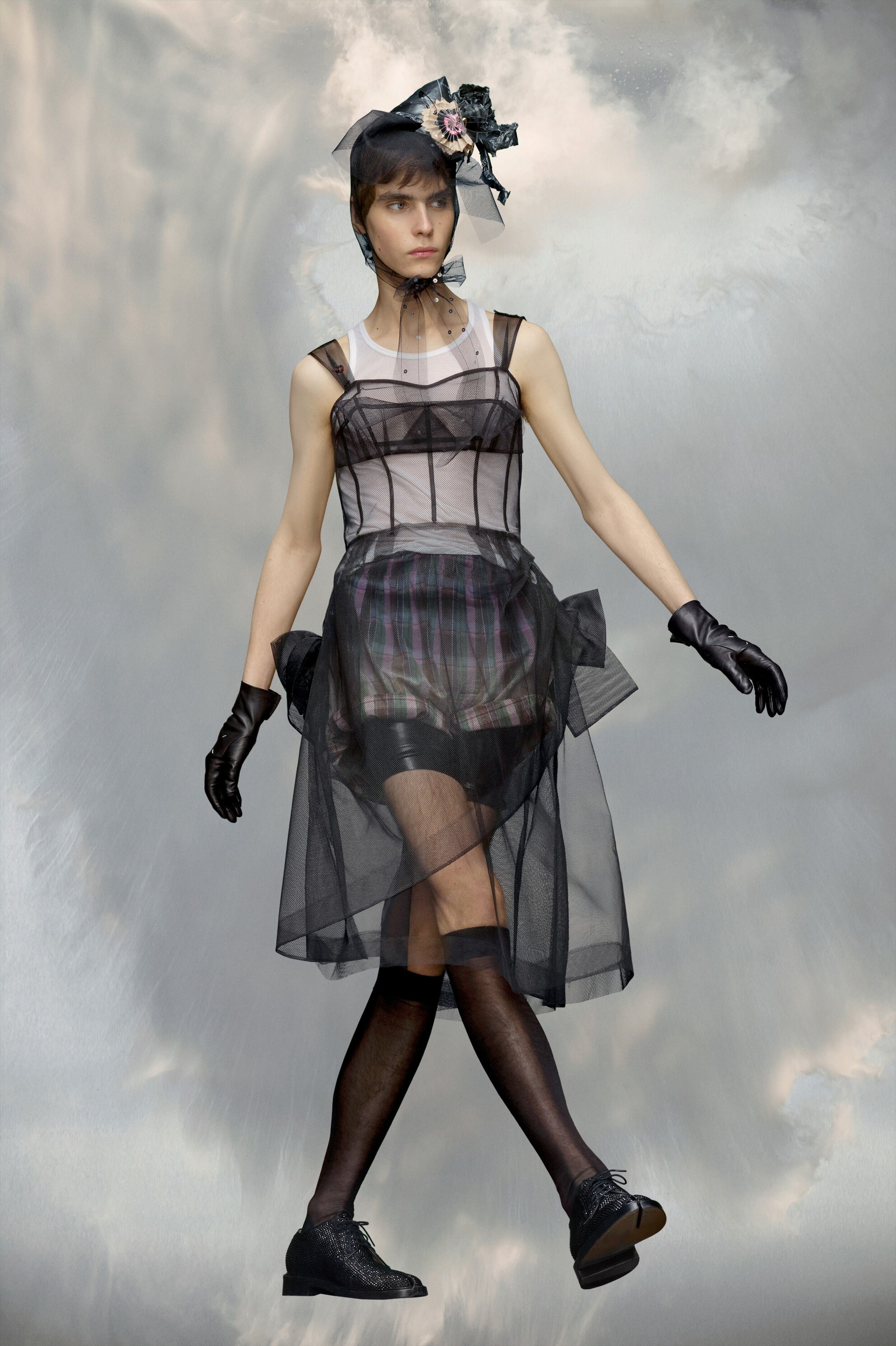 MAISON MARGIELA WOMEN'S BLACK SHEER MIDI DRESS