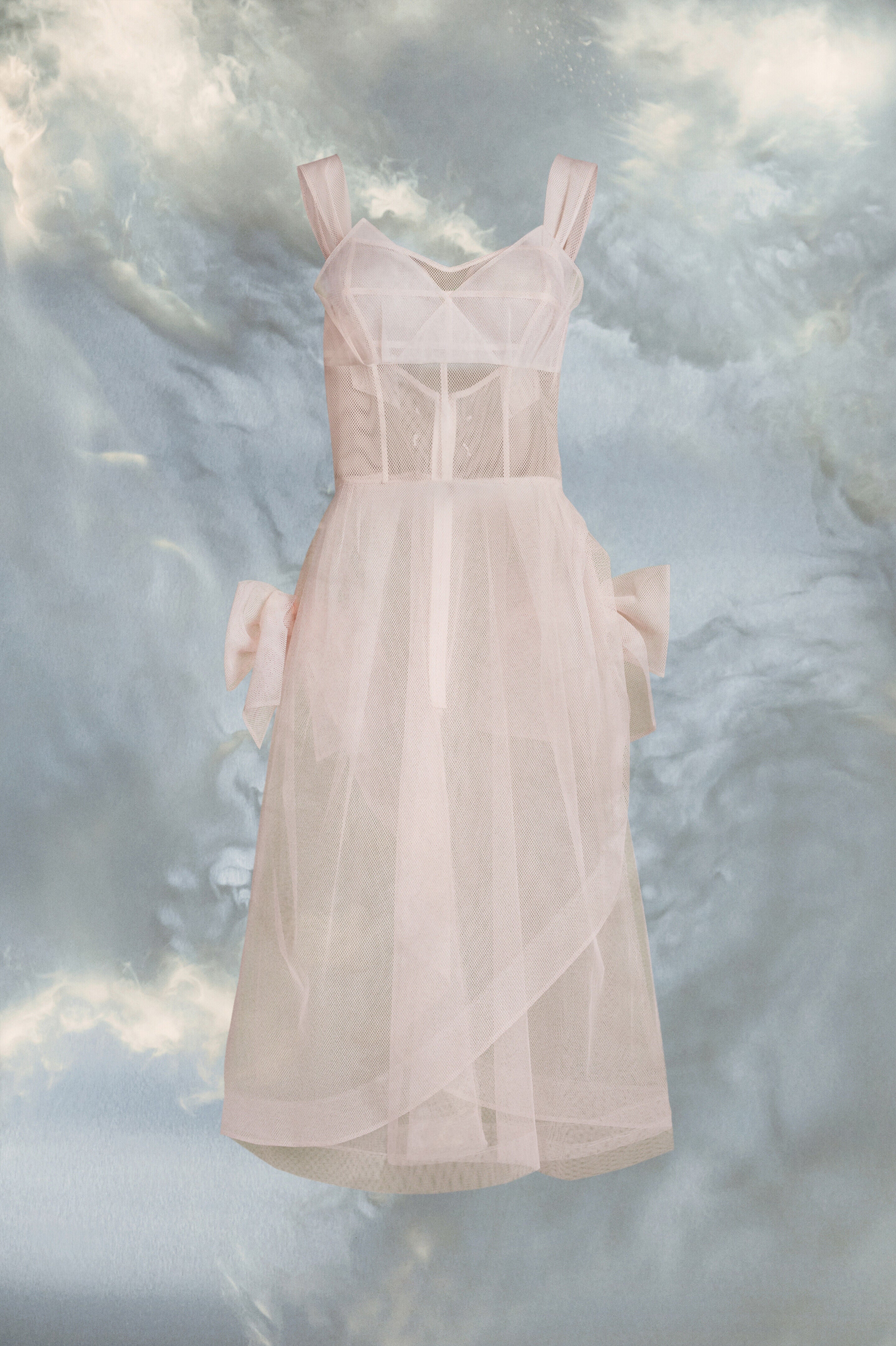MAISON MARGIELA WOMEN'S PINK MIDI TULLE DRESS WITH BOWS