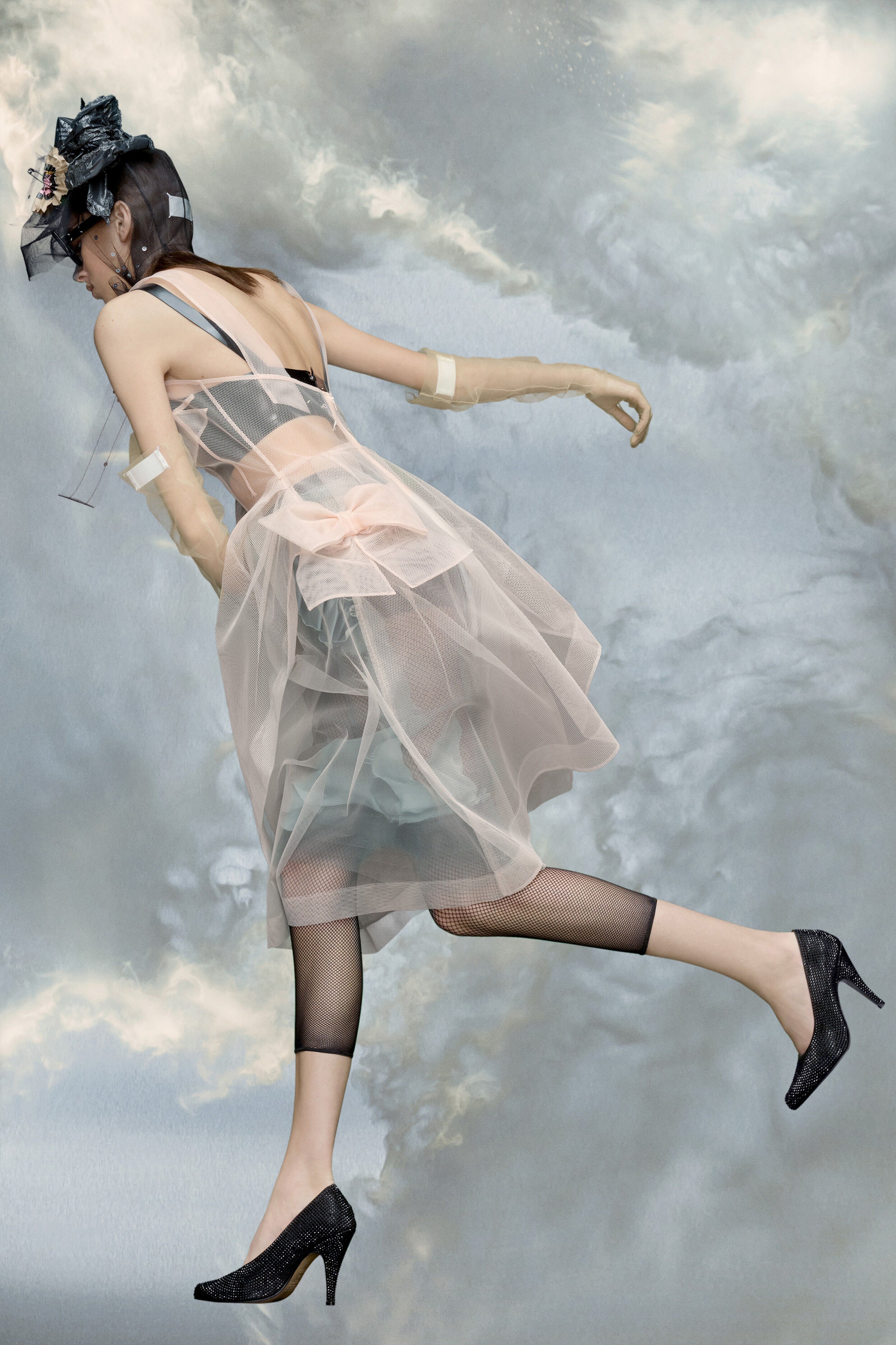 MAISON MARGIELA WOMEN'S PINK MIDI TULLE DRESS WITH BOWS