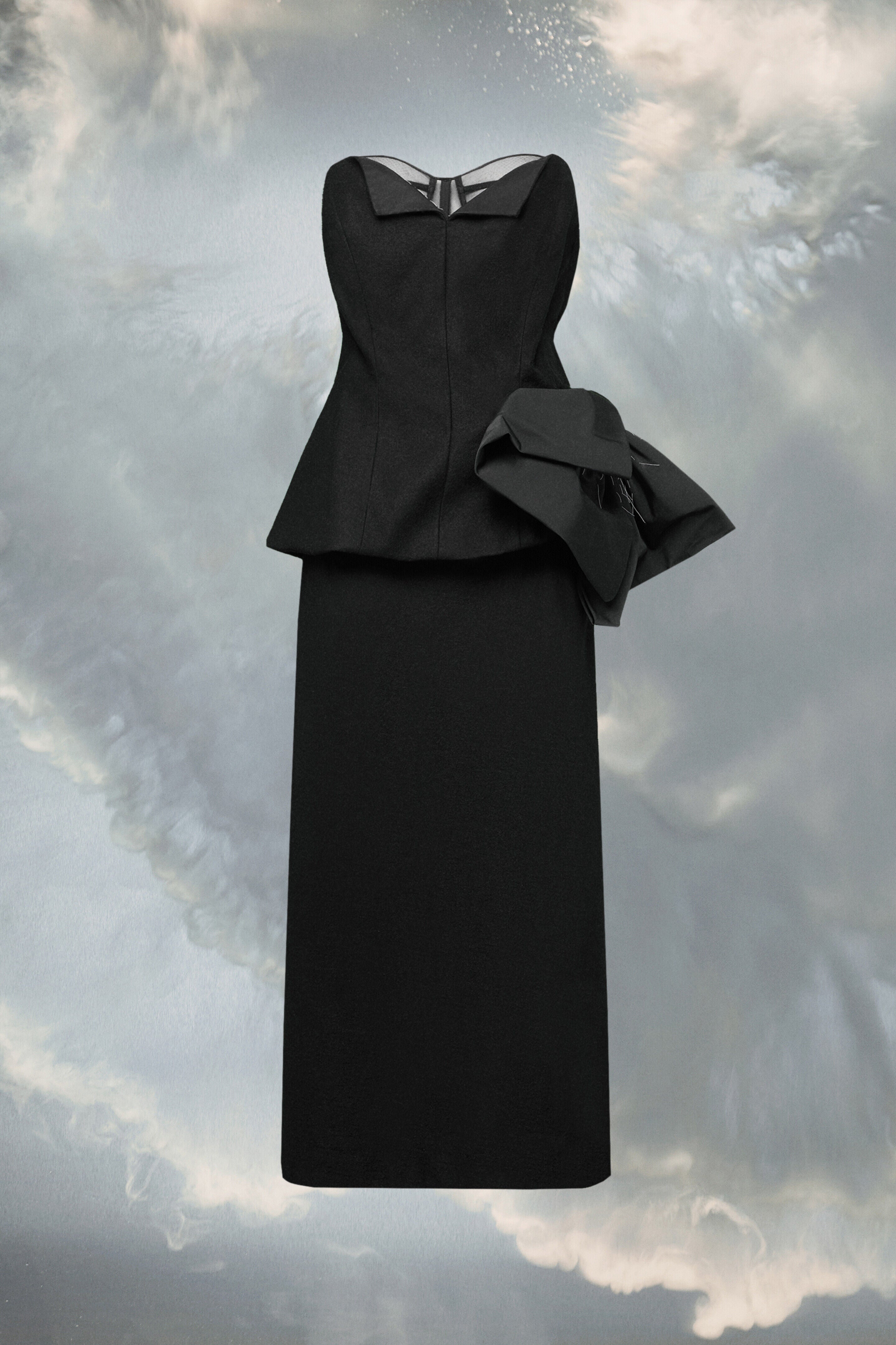 MAISON MARGIELA WOMEN'S BLACK MIDI DRESS WITH BOW DETAIL