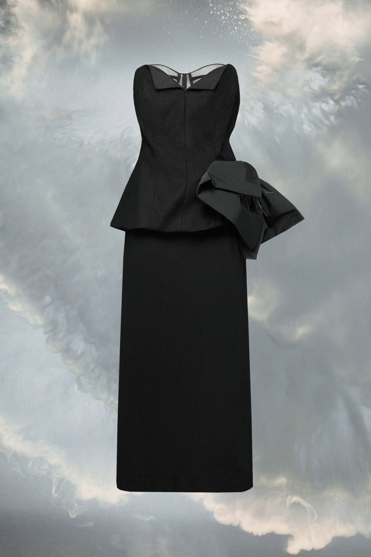 MAISON MARGIELA WOMEN'S BLACK MIDI DRESS WITH BOW DETAIL