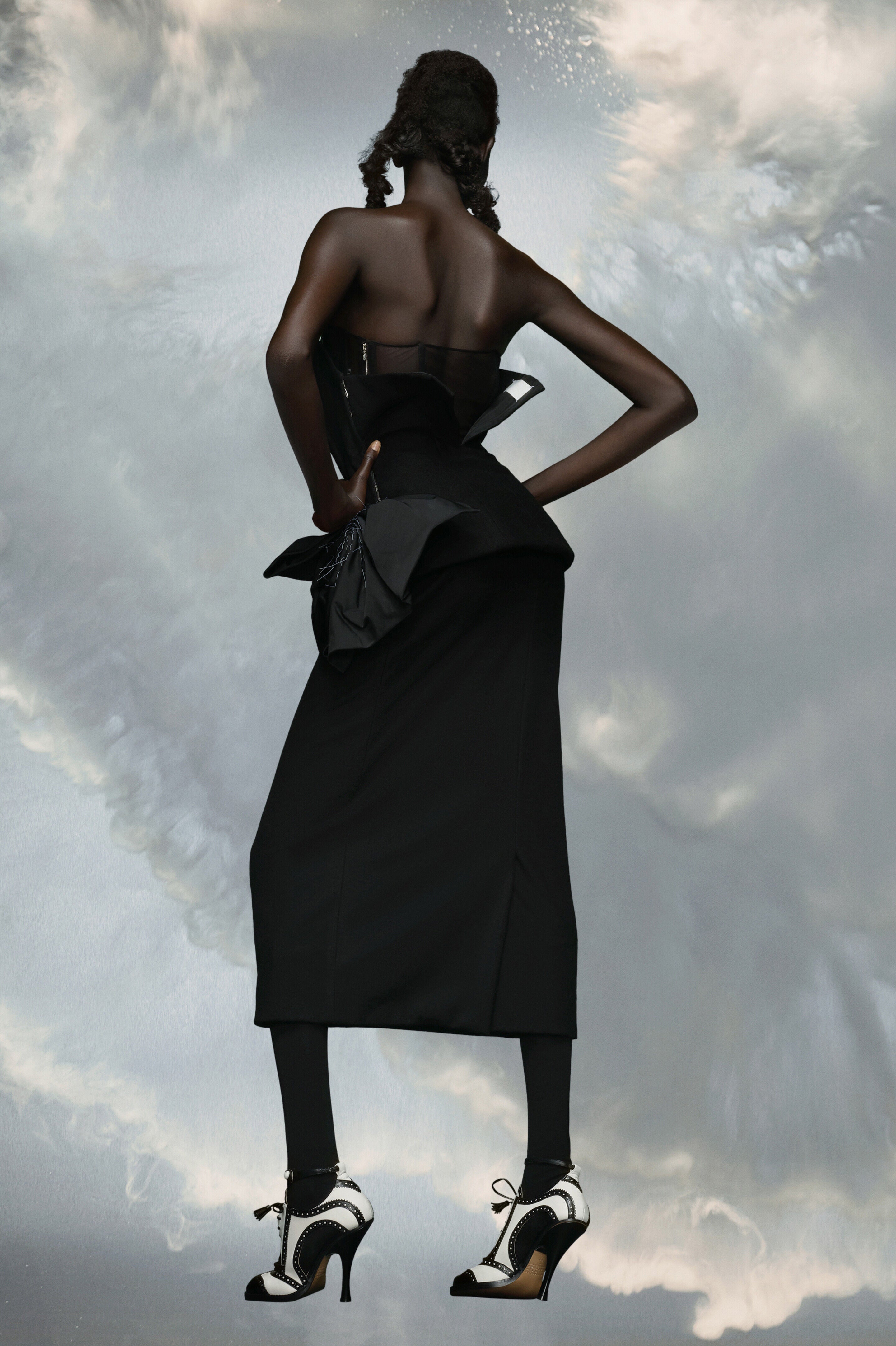 MAISON MARGIELA WOMEN'S BLACK MIDI DRESS WITH BOW DETAIL