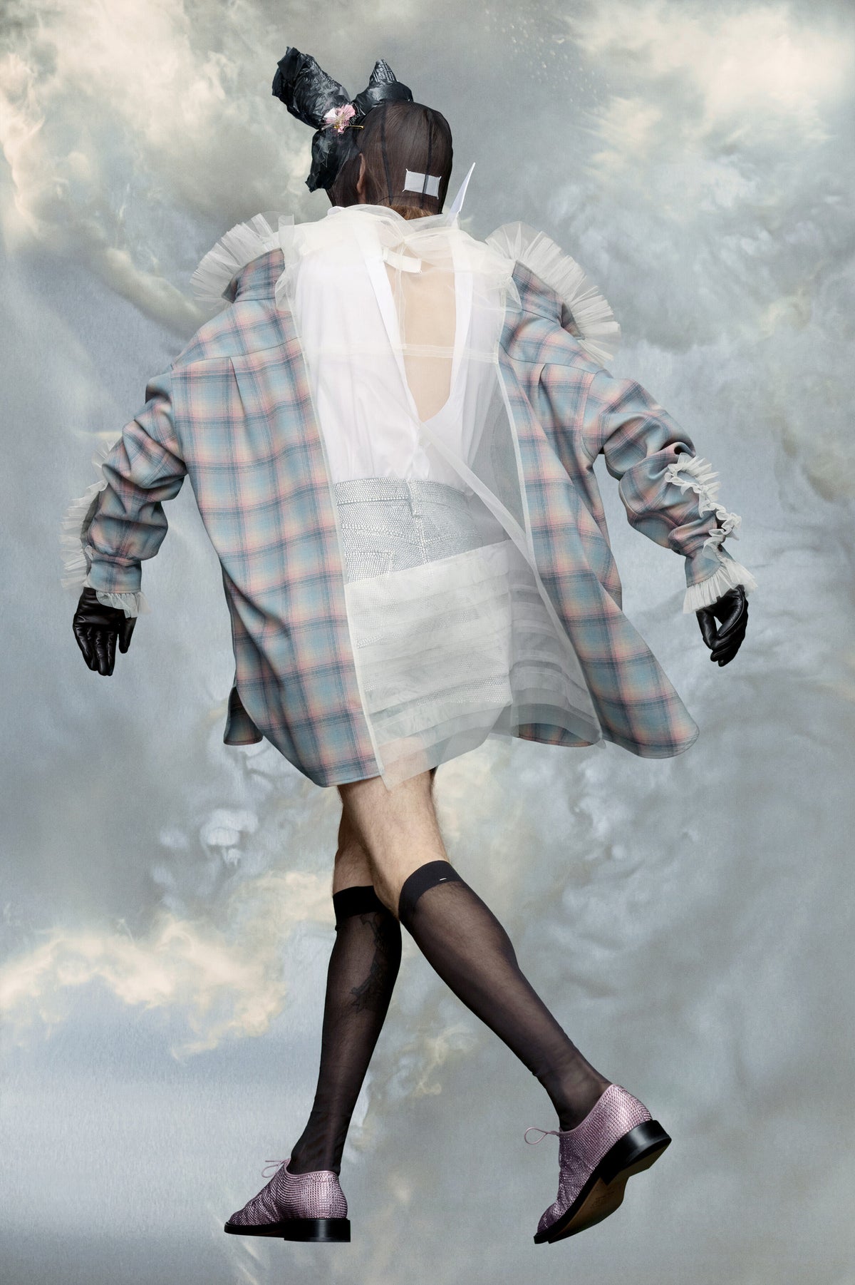 MAISON MARGIELA WOMEN'S MULTICOLOR PLAID RUFFLED SHIRT