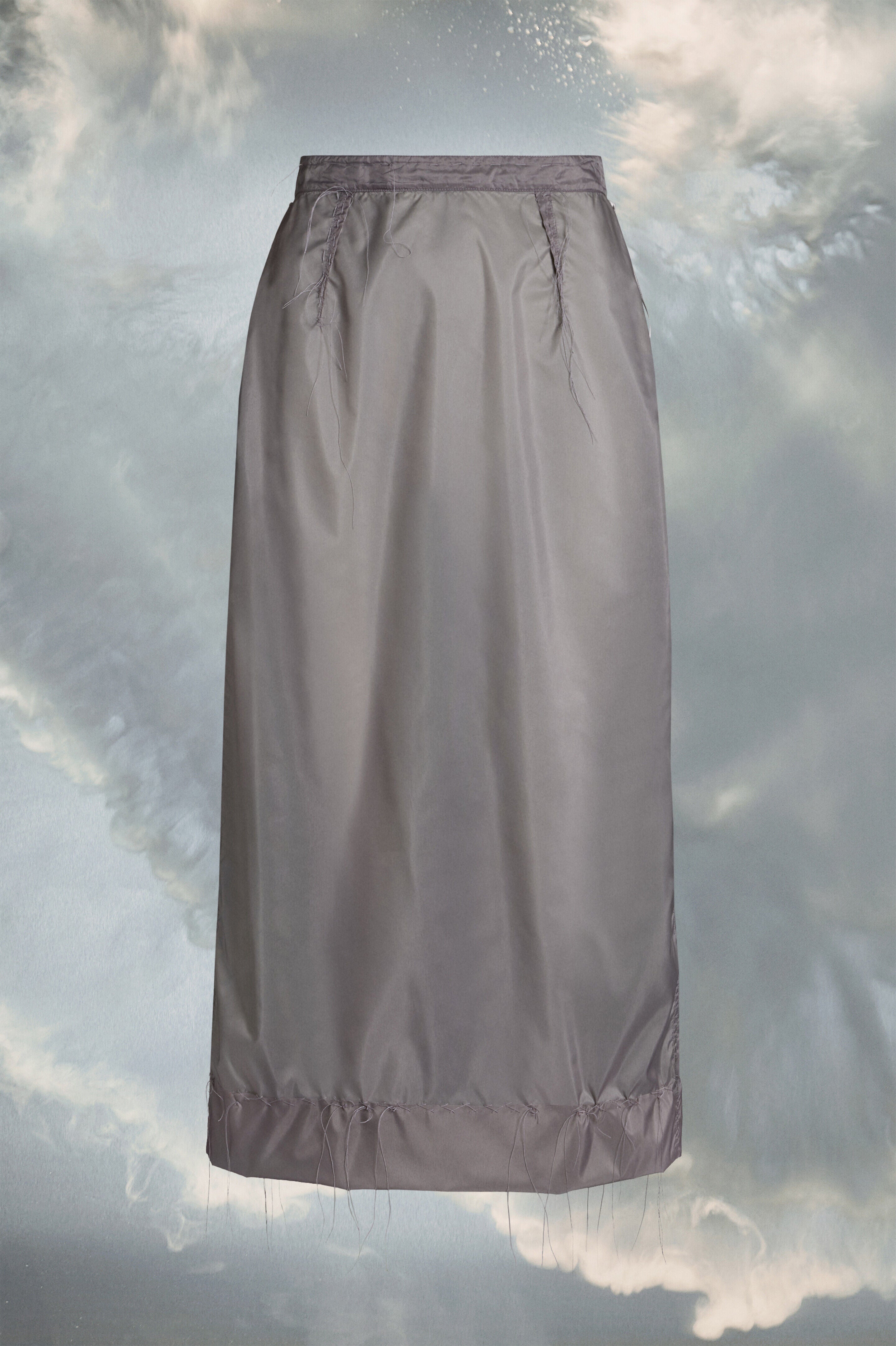MAISON MARGIELA WOMEN'S SMOKE MIDI SKIRT WITH STITCHING DETAIL