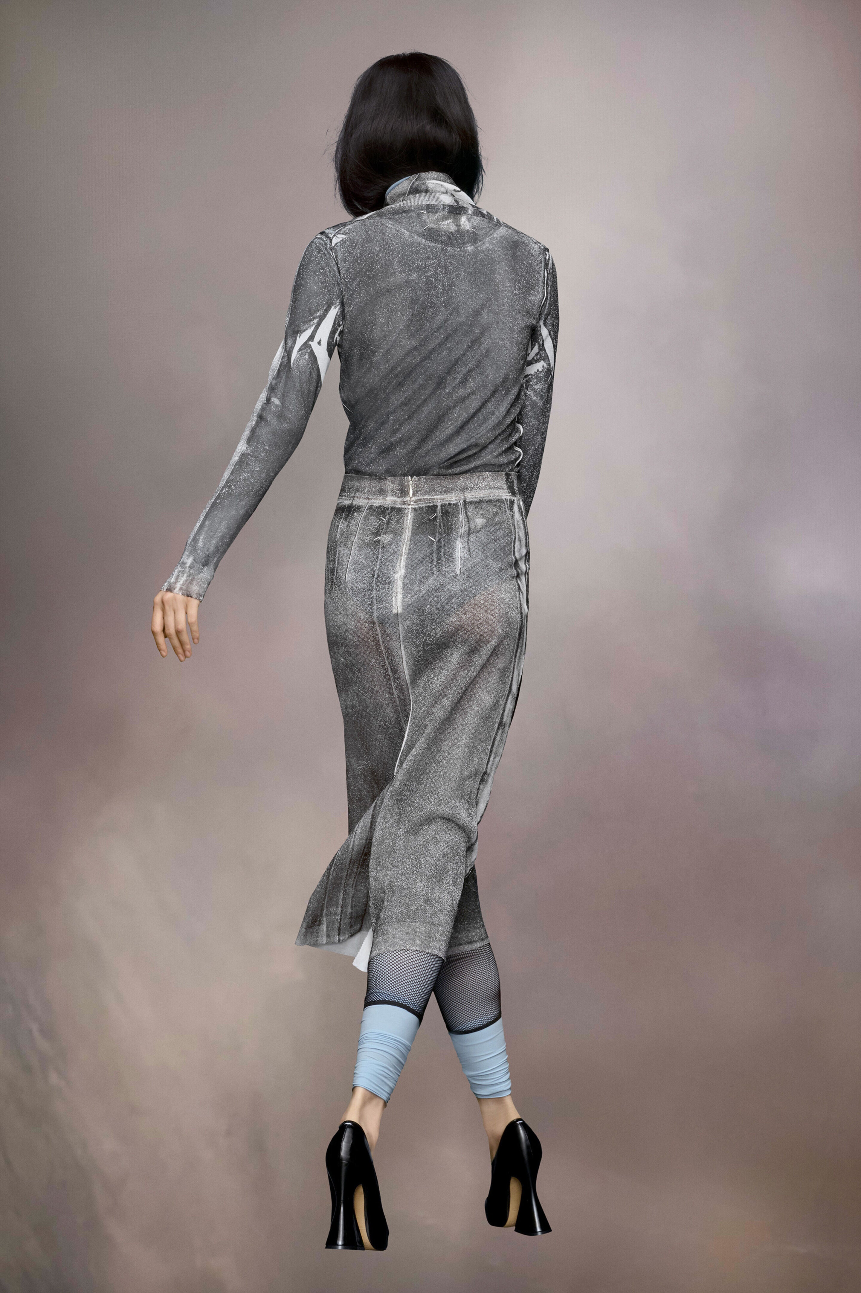 MAISON MARGIELA WOMEN'S OFF-WHITE MIDI SKIRT WITH TEXTURE