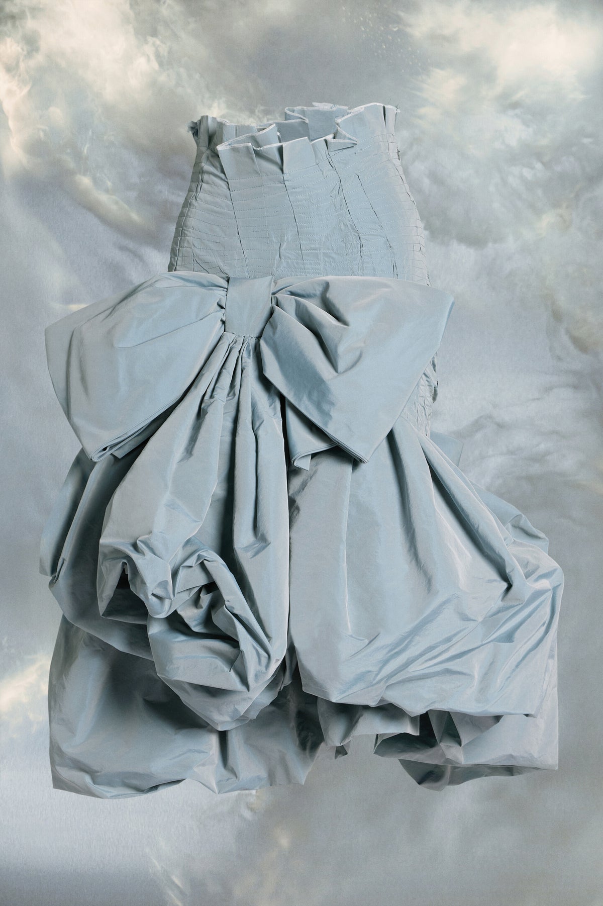 MAISON MARGIELA WOMEN'S LIGHT BLUE MIDI SKIRT WITH BOW