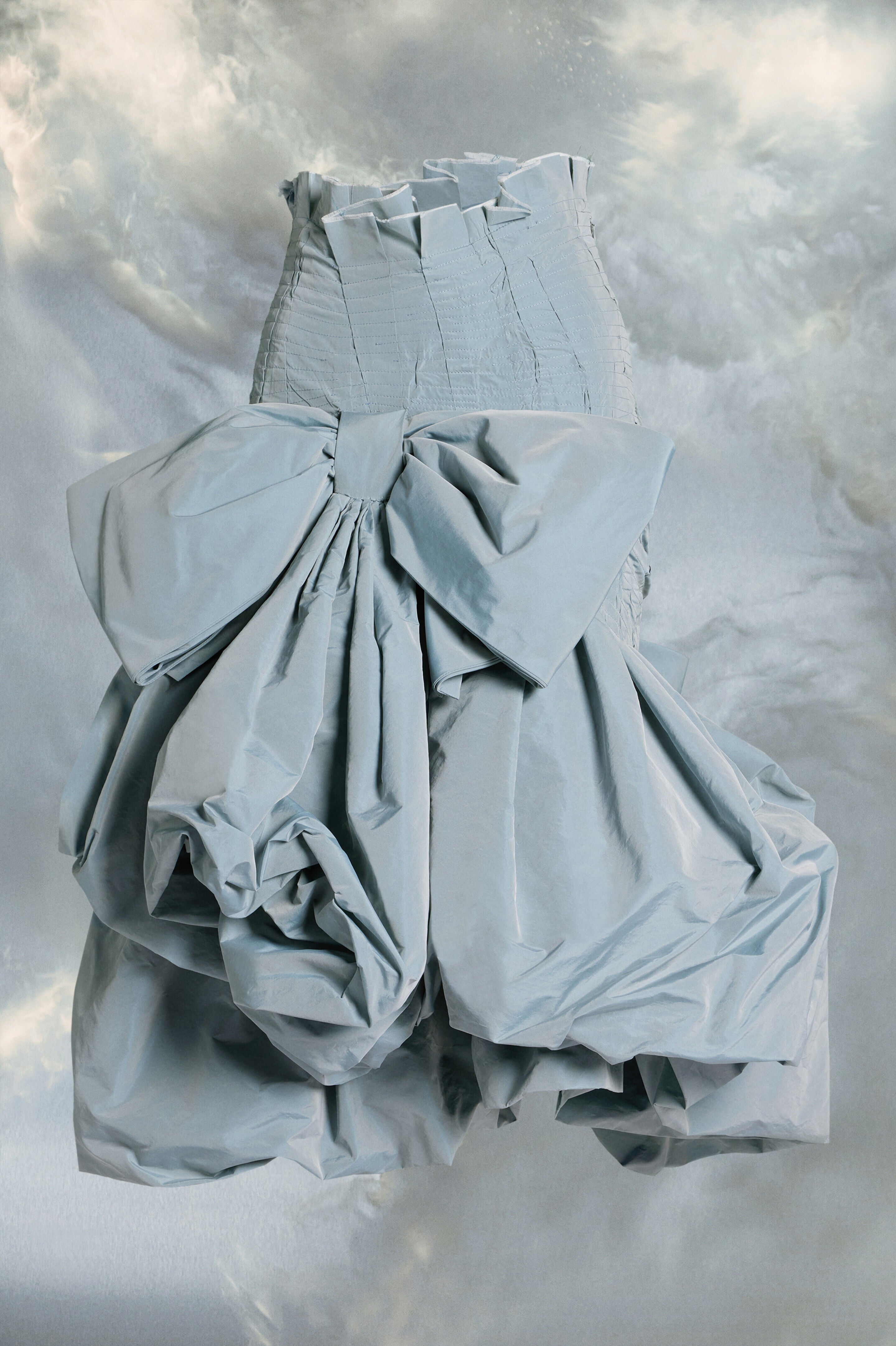 MAISON MARGIELA WOMEN'S LIGHT BLUE MIDI SKIRT WITH BOW