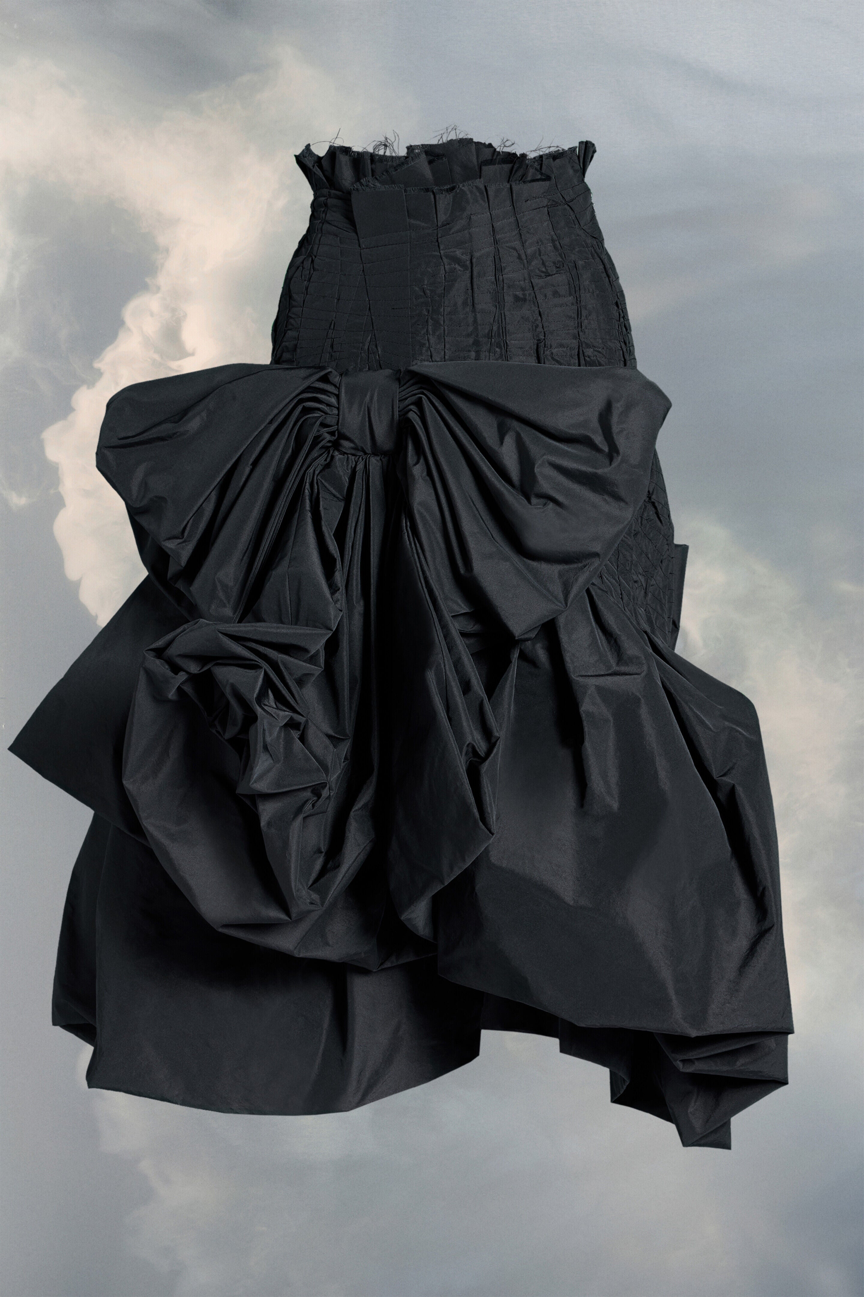MAISON MARGIELA WOMEN'S BLACK MIDI SKIRT WITH BOW DETAIL
