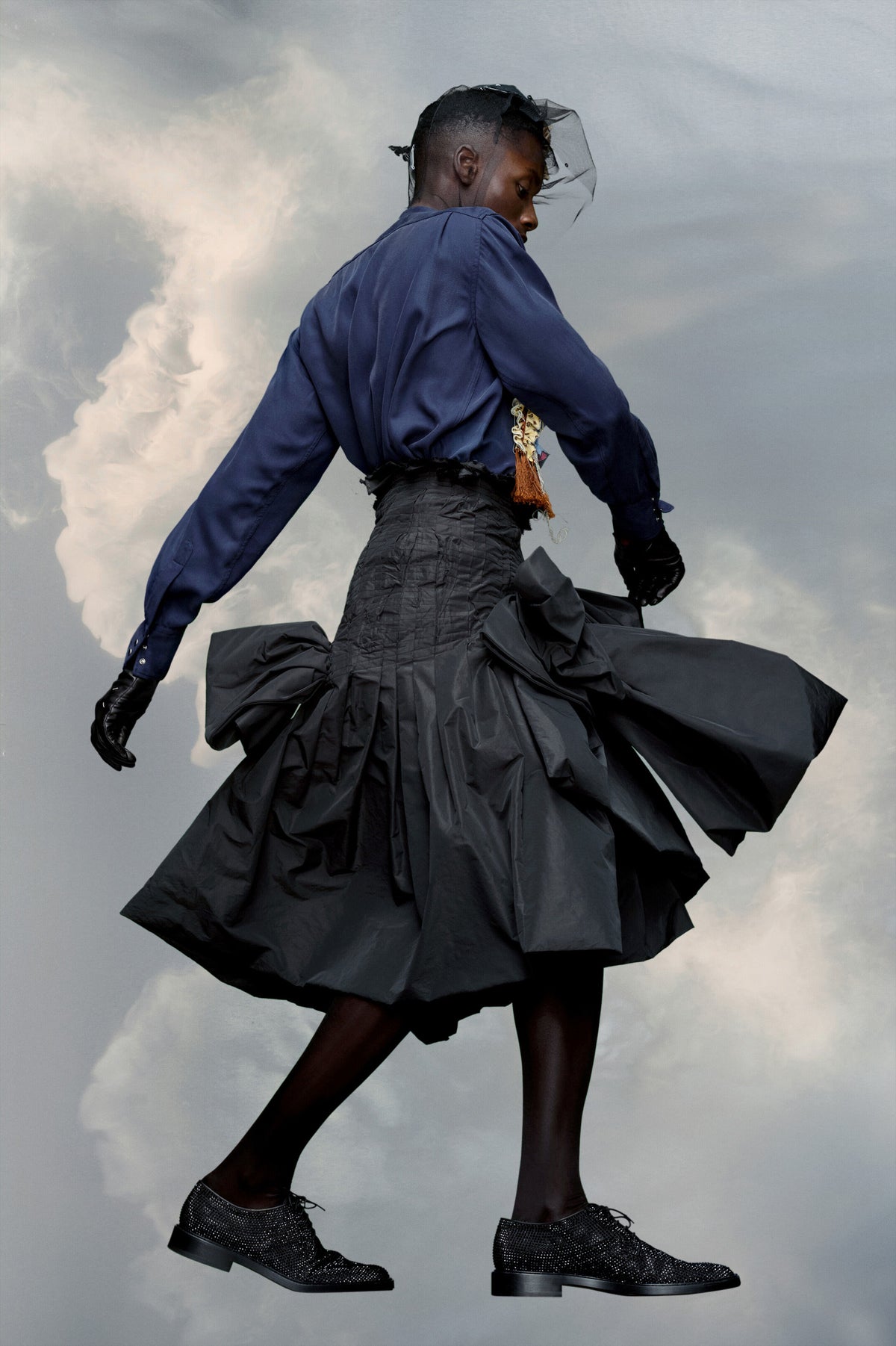 MAISON MARGIELA WOMEN'S BLACK MIDI SKIRT WITH BOW DETAIL