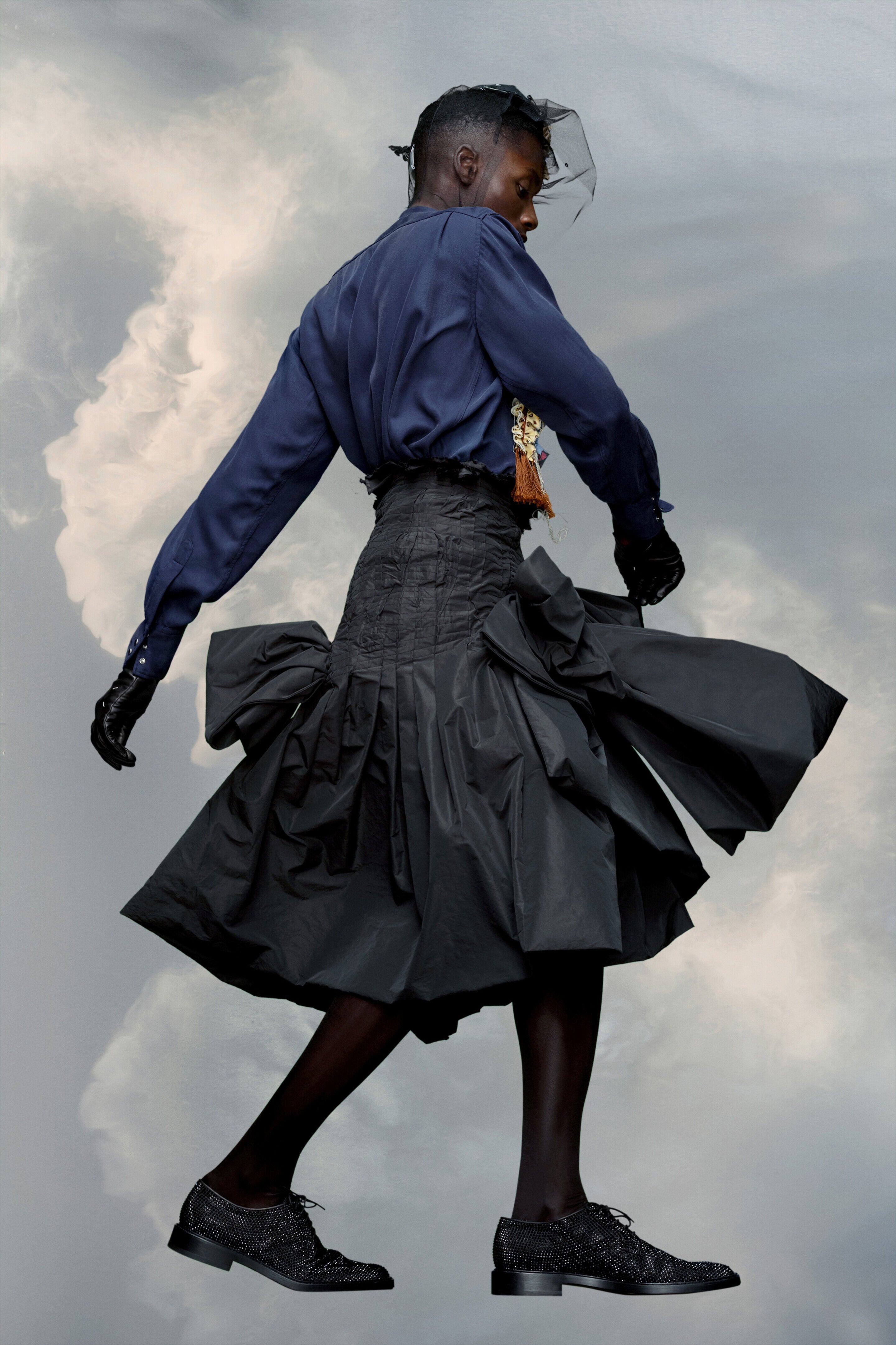 MAISON MARGIELA WOMEN'S BLACK MIDI SKIRT WITH BOW DETAIL