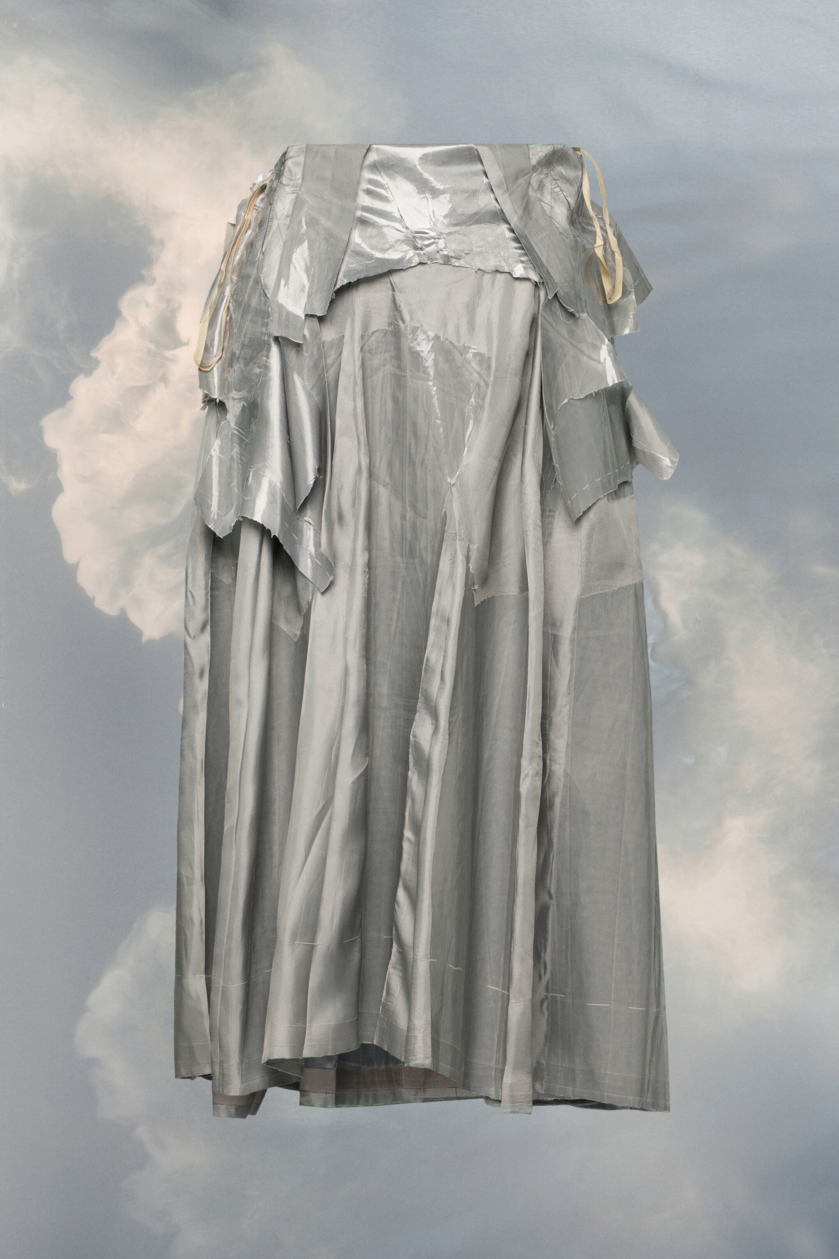 MAISON MARGIELA WOMEN'S PEARL GREY DECONSTRUCTED MIDI SKIRT