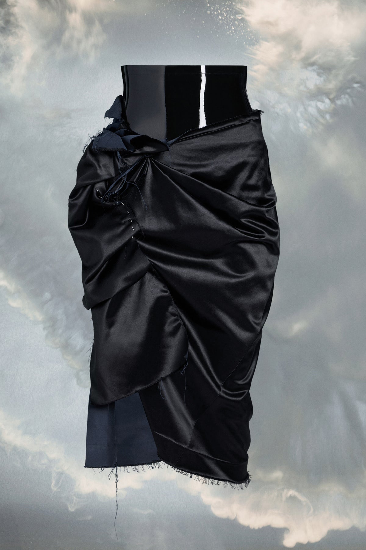 MAISON MARGIELA WOMEN'S BLACK DRAPED MIDI SKIRT