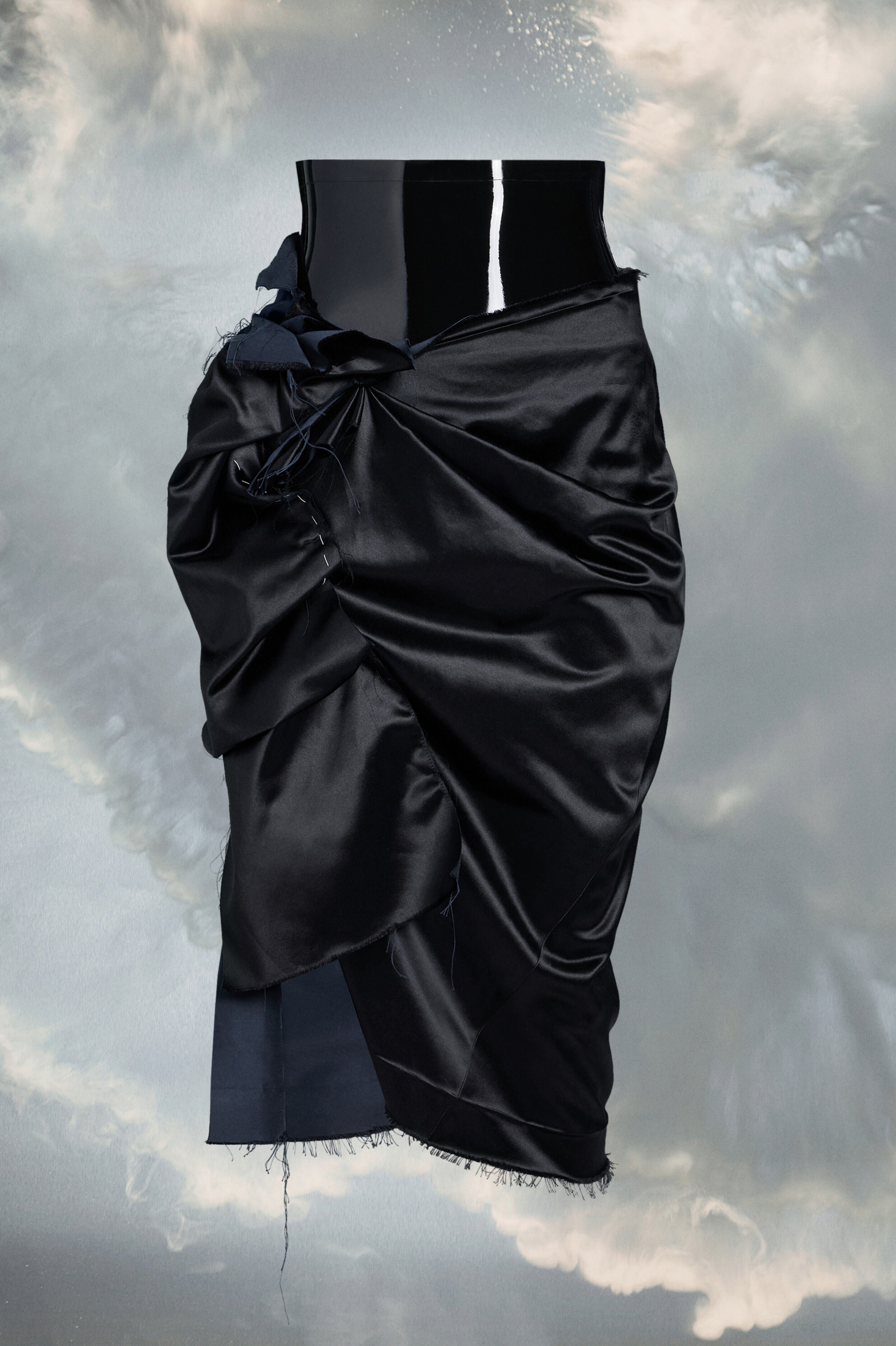 MAISON MARGIELA WOMEN'S BLACK DRAPED MIDI SKIRT