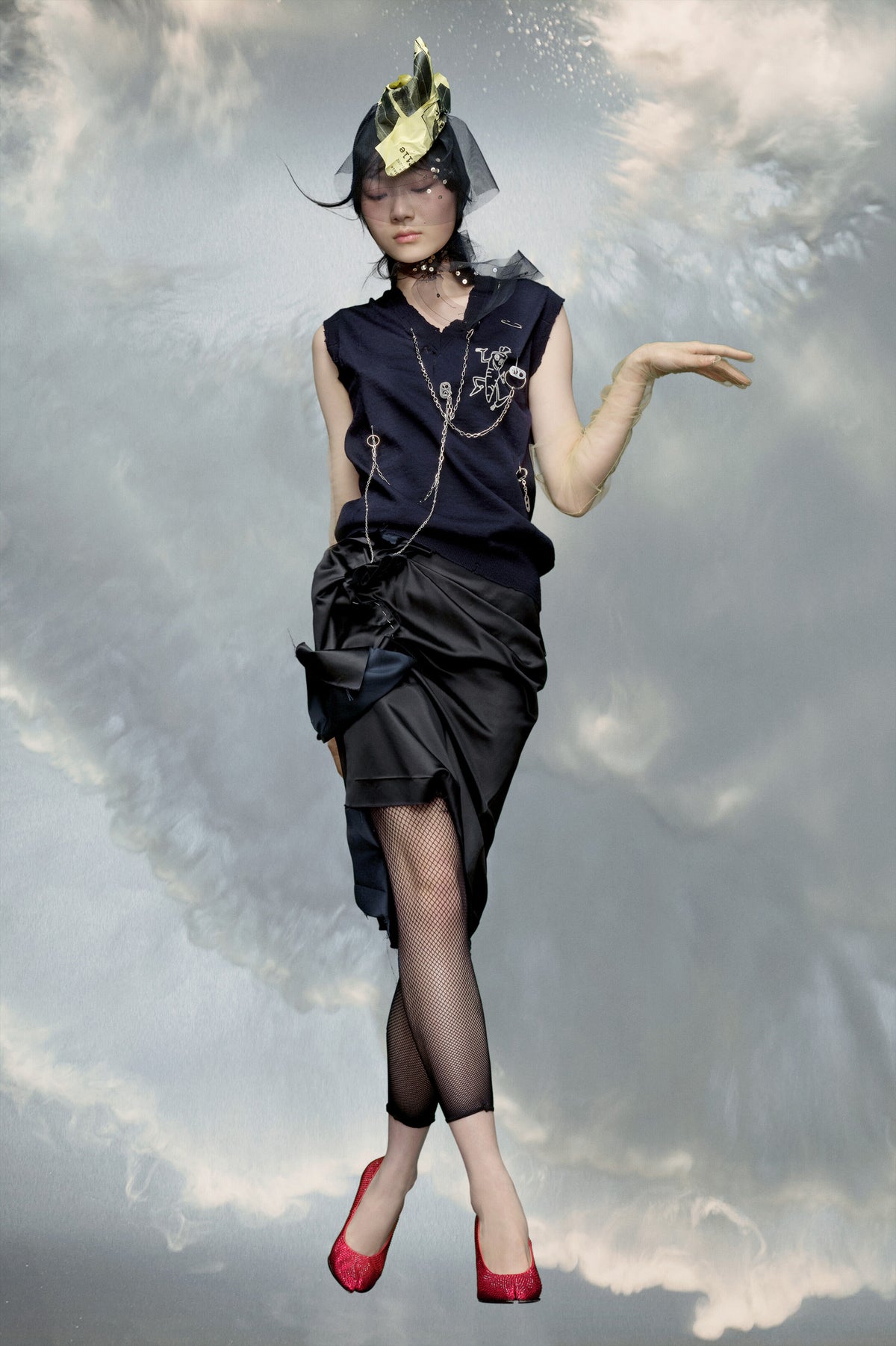 MAISON MARGIELA WOMEN'S BLACK DRAPED MIDI SKIRT