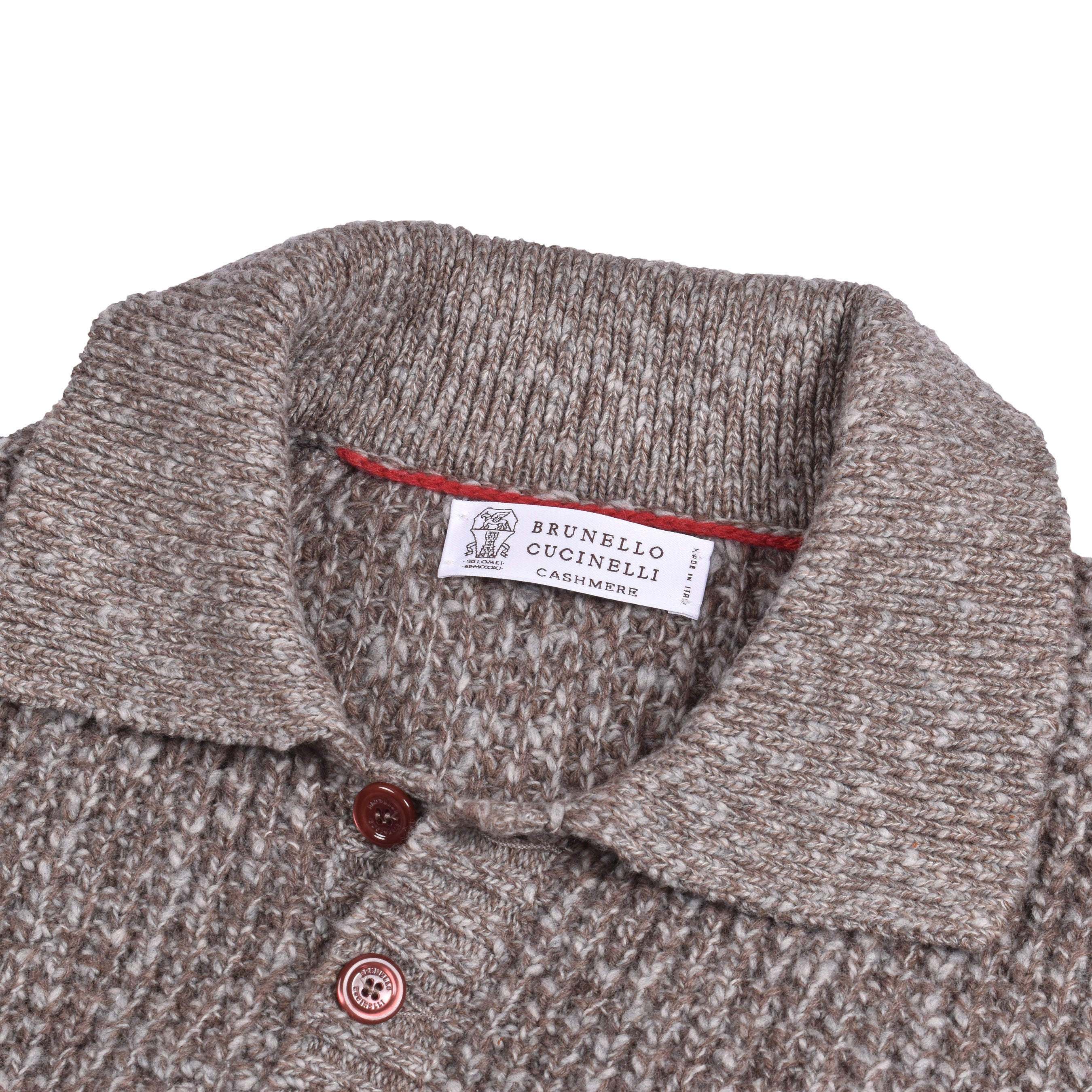 BRUNELLO CUCINELLI MEN'S BROWN CASHMERE KNIT SWEATER