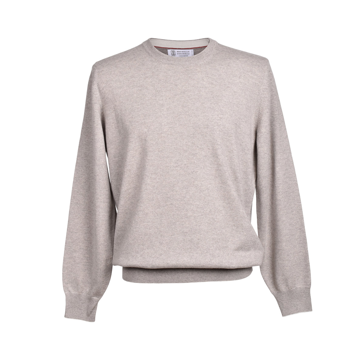 BRUNELLO CUCINELLI MEN'S TOW BEIGE CASHMERE CREW NECK SWEATER