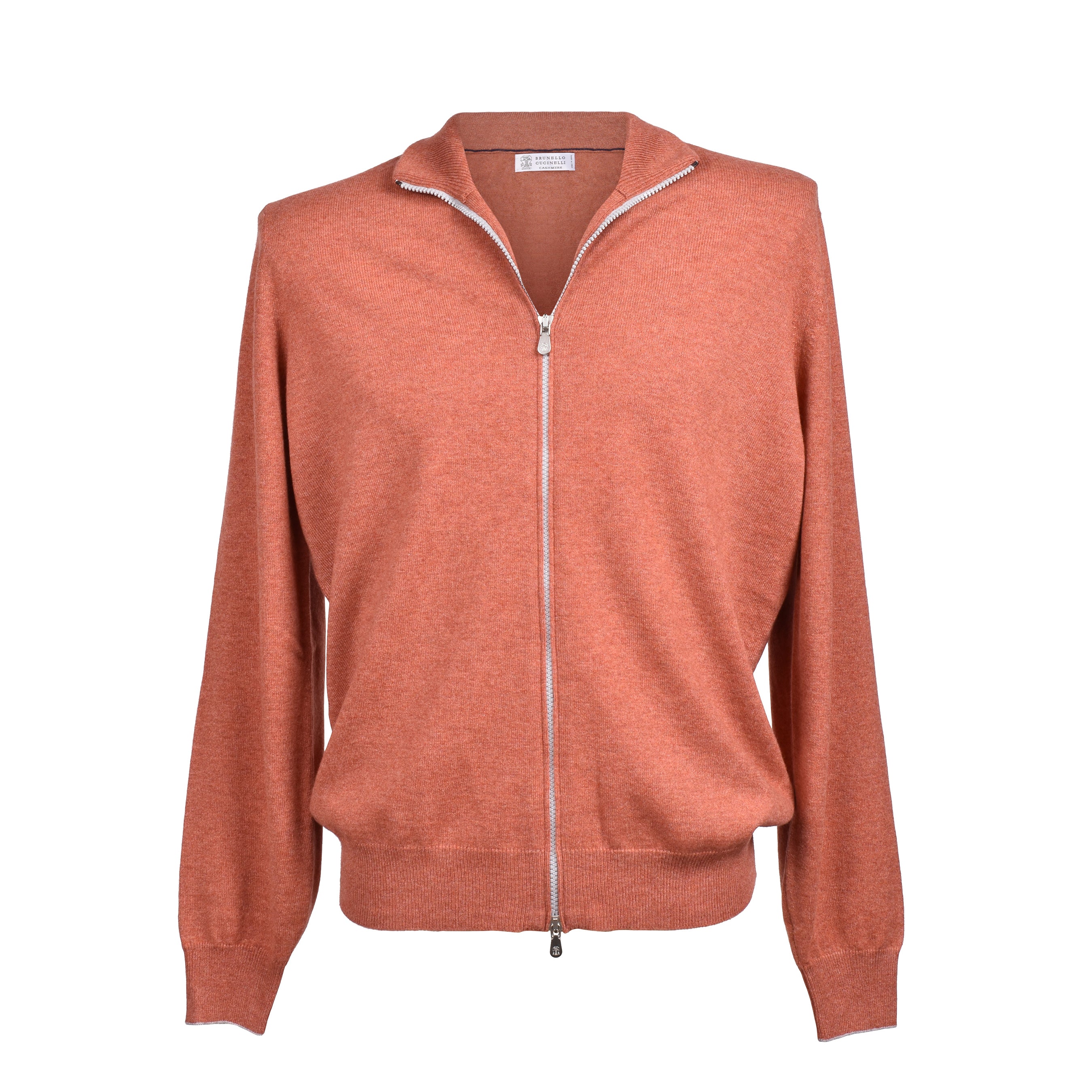 BRUNELLO CUCINELLI MEN'S LOBSTER CASHMERE ZIP-UP SWEATER