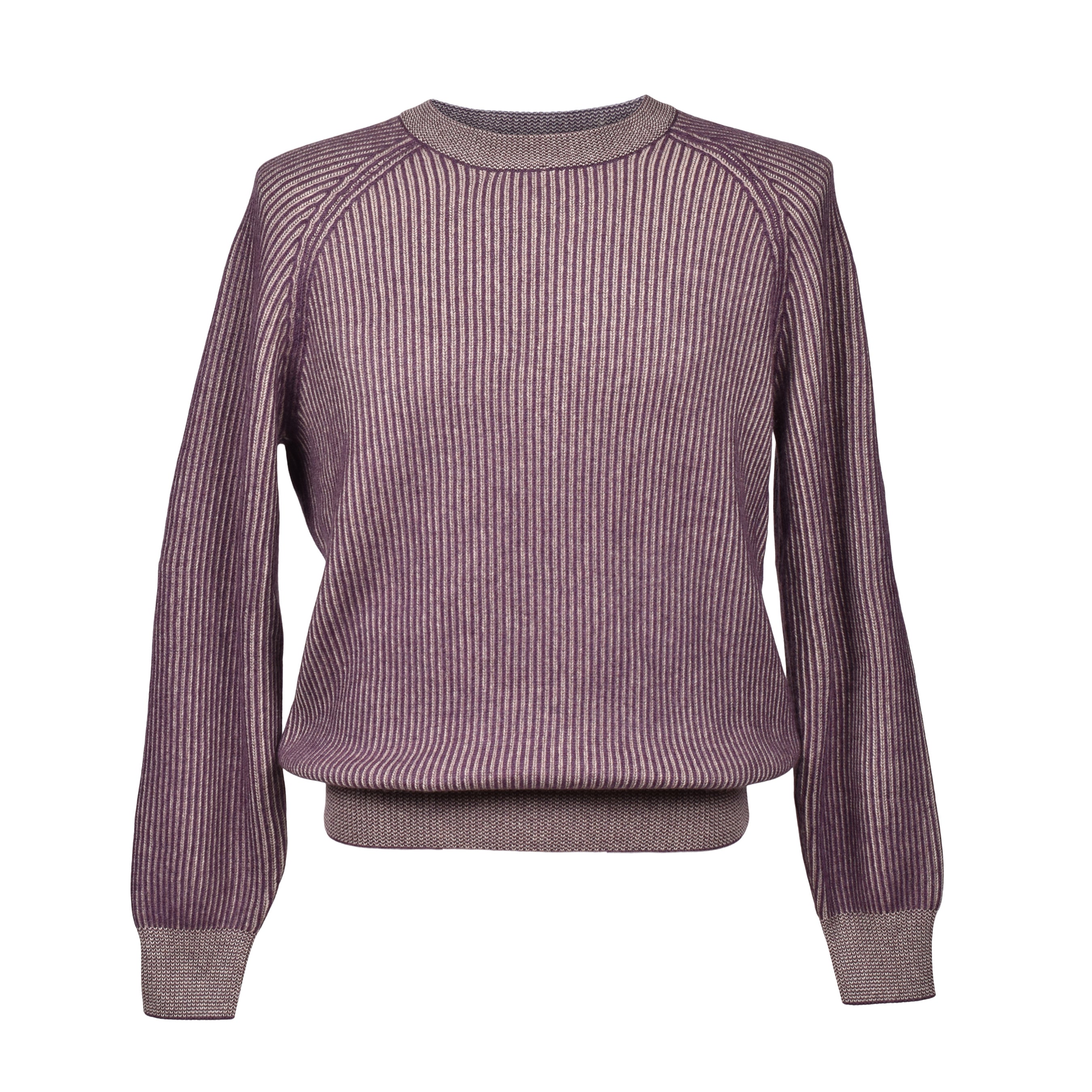 BRUNELLO CUCINELLI MEN'S PURPLE CASHMERE CREWNECK SWEATER