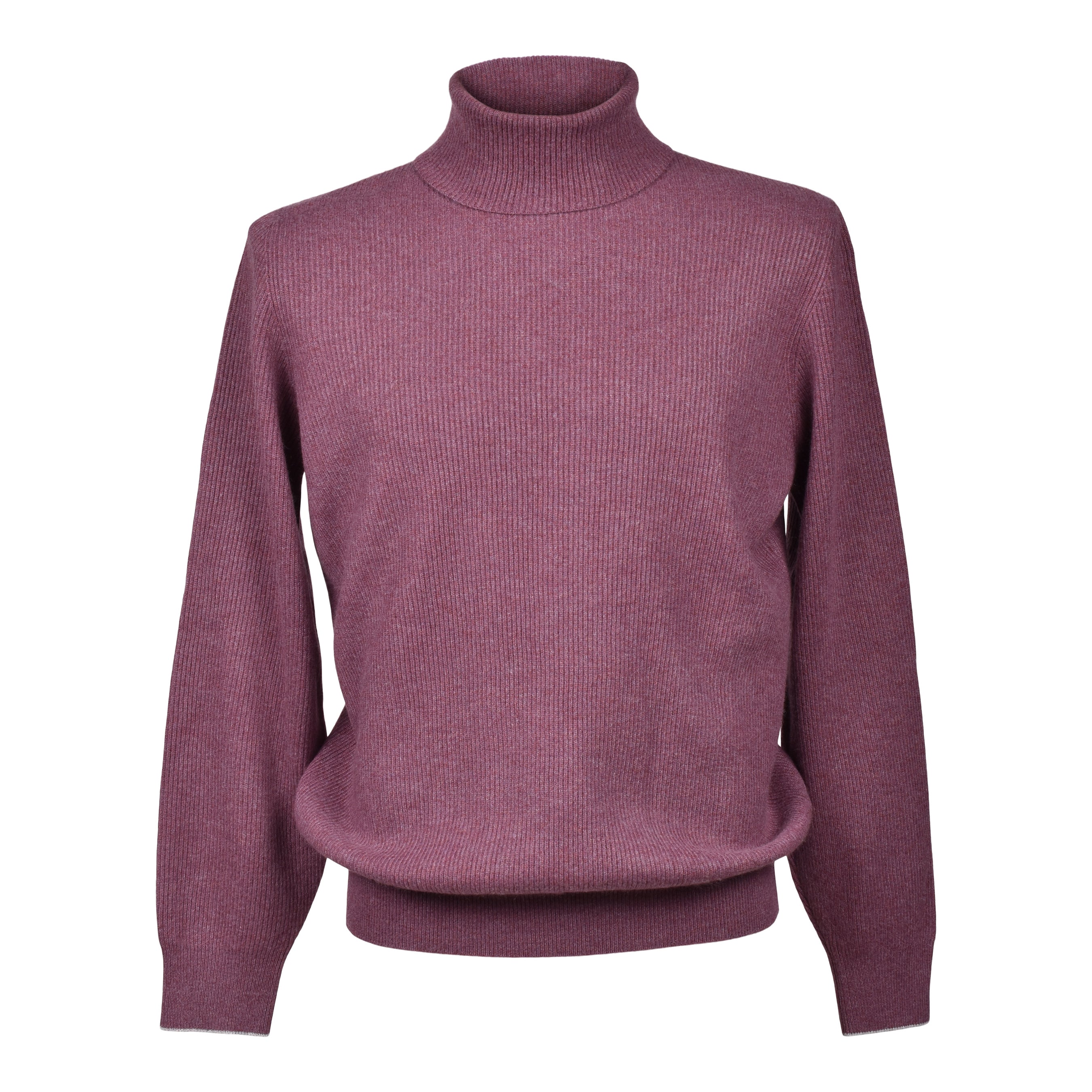 BRUNELLO CUCINELLI MEN'S PURPLE CASHMERE TURTLENECK SWEATER