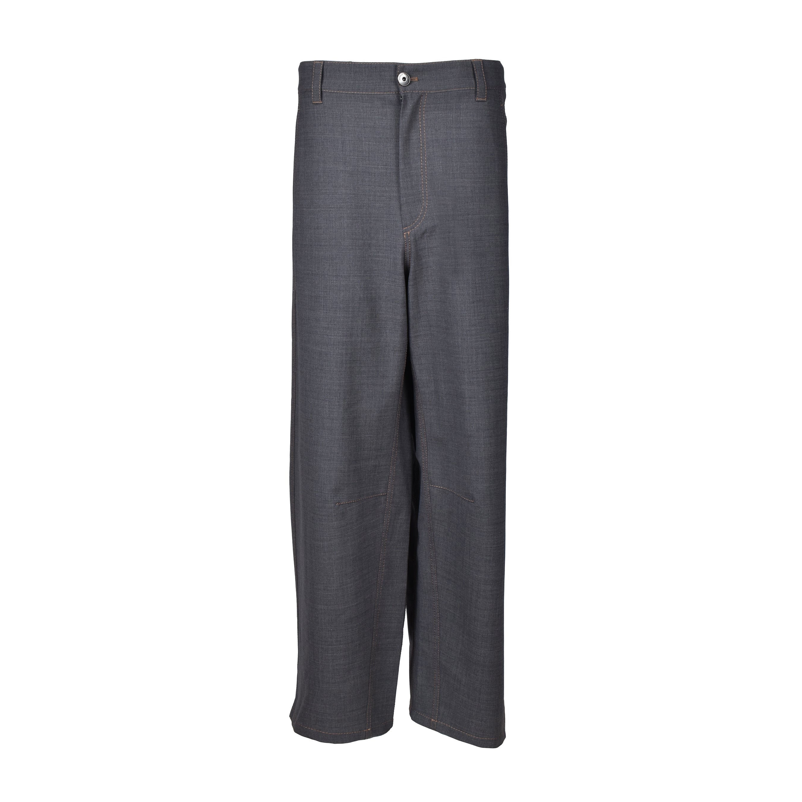 BRUNELLO CUCINELLI WOMEN'S MEDIUM GREY WOOL BLEND TROUSERS