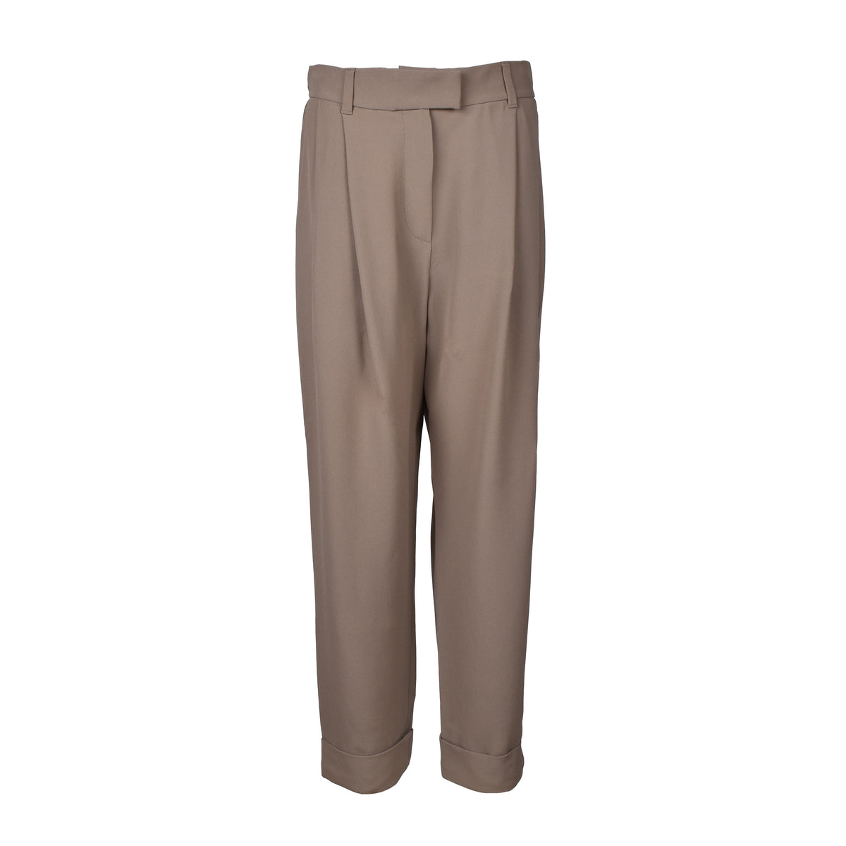 BRUNELLO CUCINELLI WOMEN'S BEIGE SILK BLEND TROUSERS