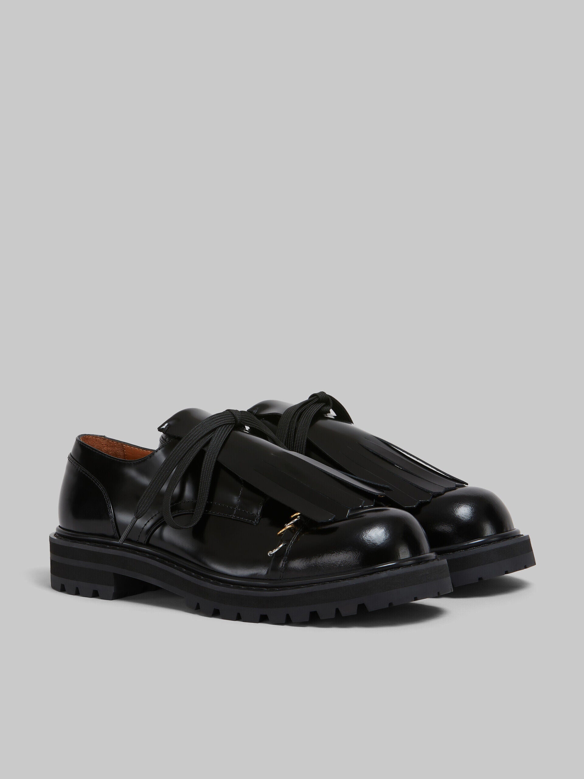 MARNI MEN'S BLACK LEATHER PLATFORM SHOES
