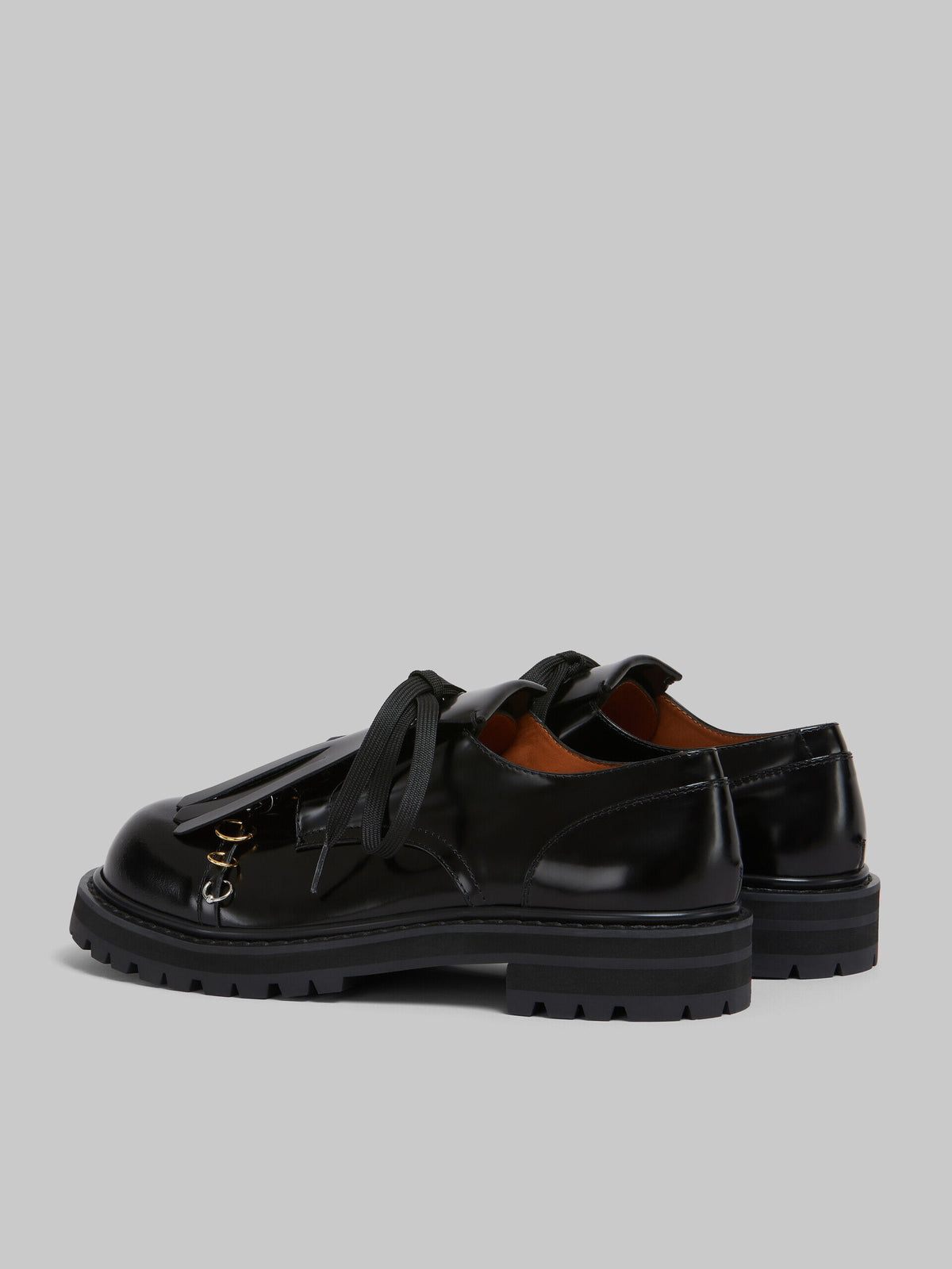 MARNI MEN'S BLACK LEATHER PLATFORM SHOES
