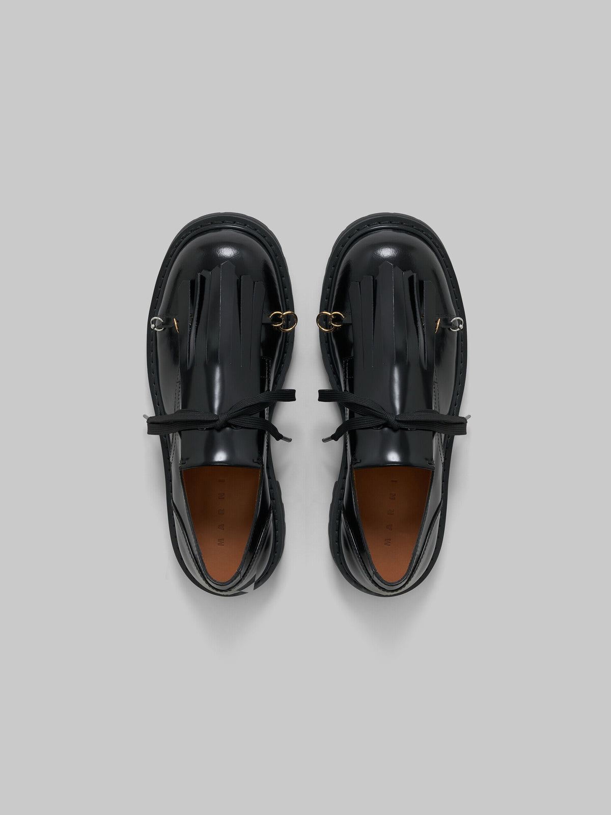 MARNI MEN'S BLACK LEATHER PLATFORM SHOES