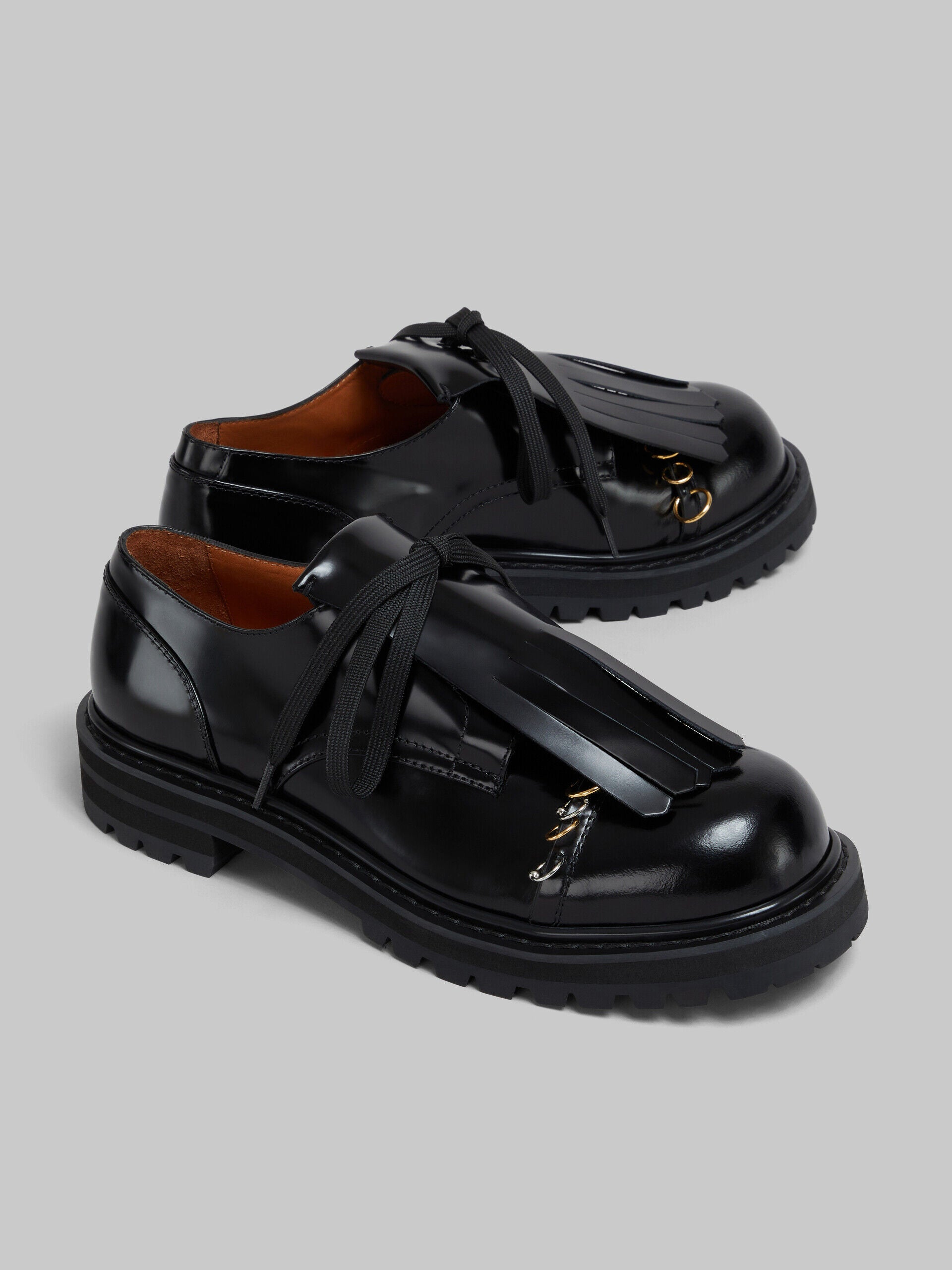 MARNI MEN'S BLACK LEATHER PLATFORM SHOES