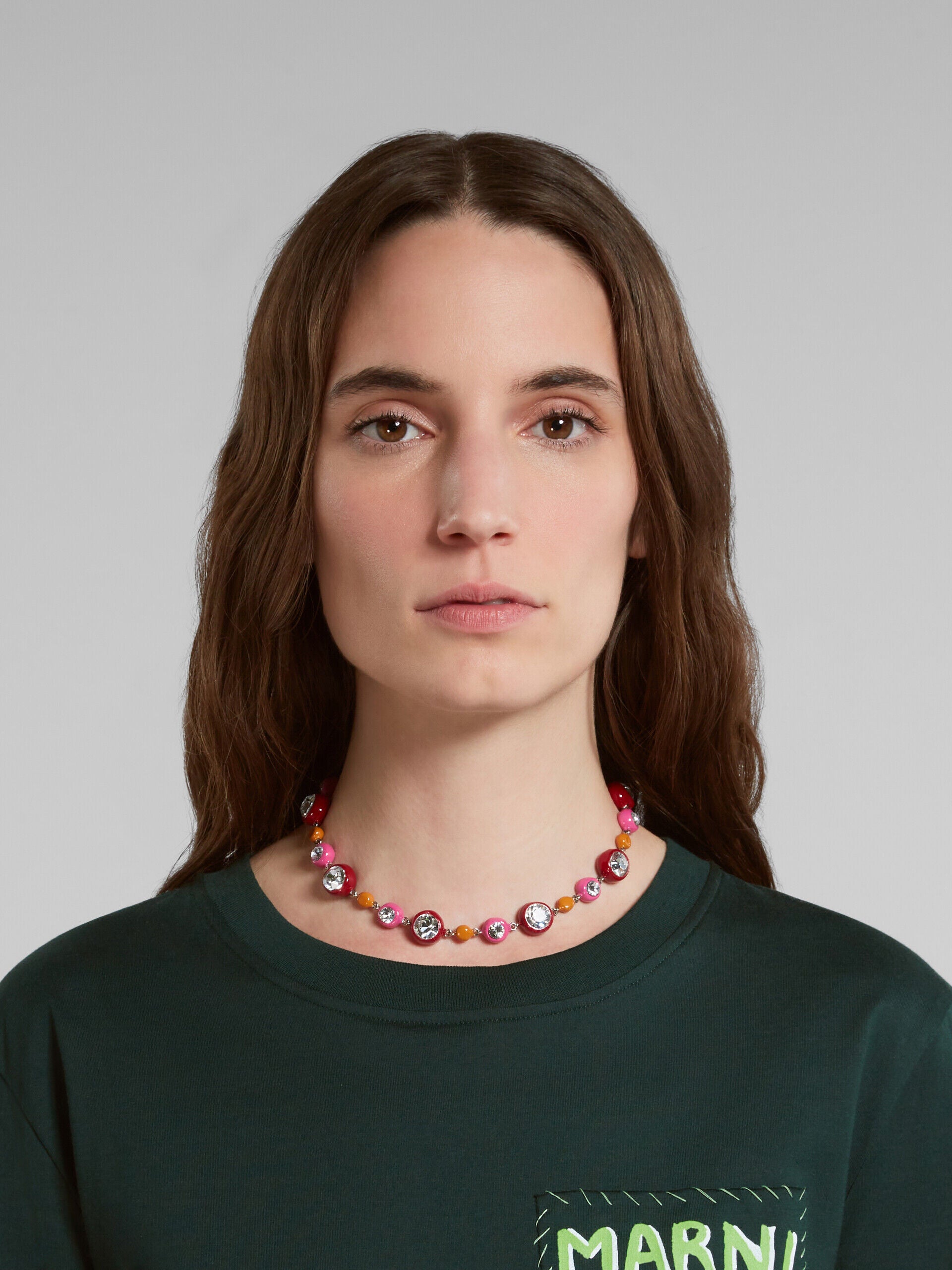 MARNI WOMEN'S PINK AND ORANGE BEADED NECKLACE
