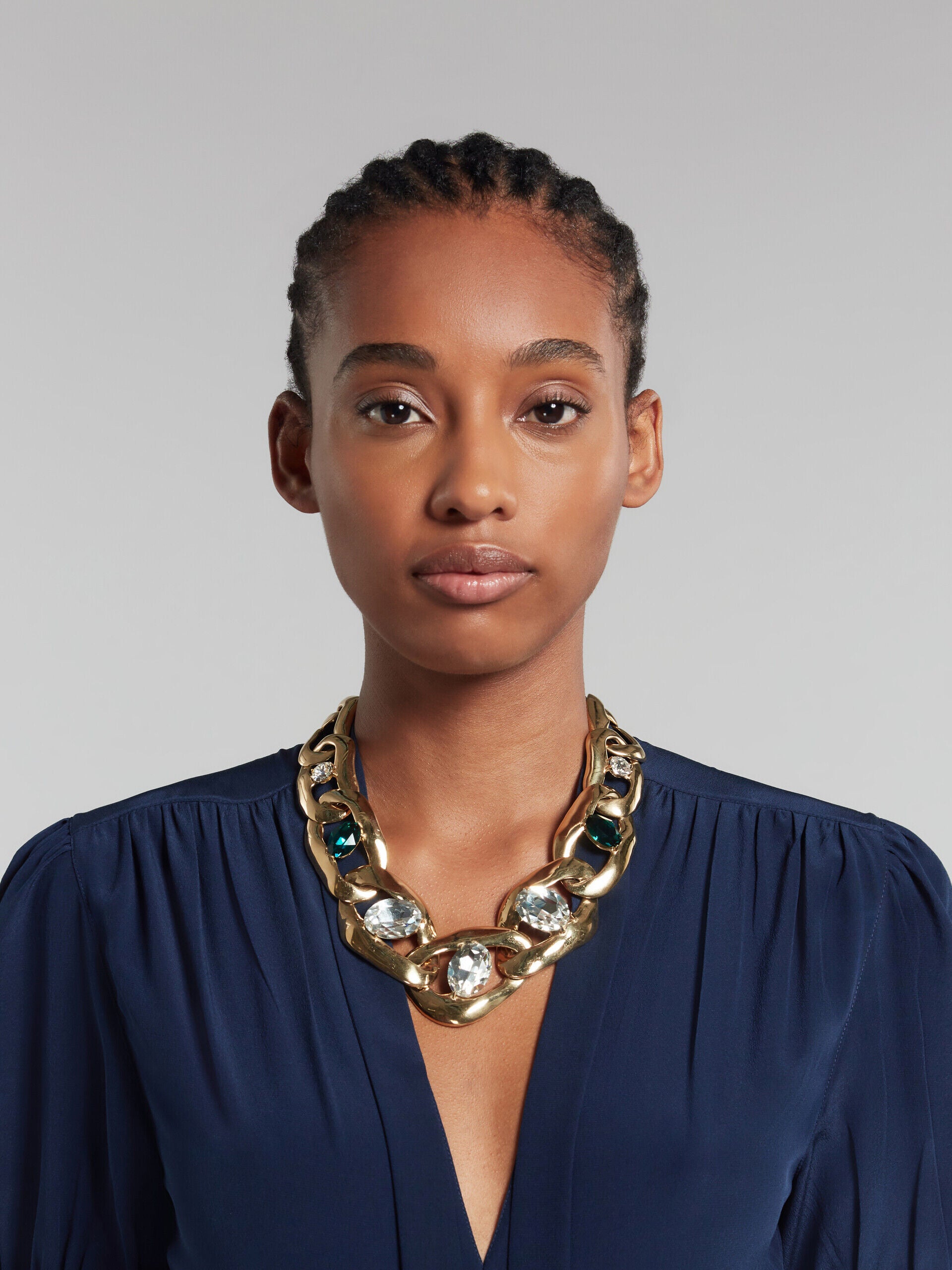 MARNI WOMEN'S GOLD CHAIN NECKLACE WITH GEMSTONES