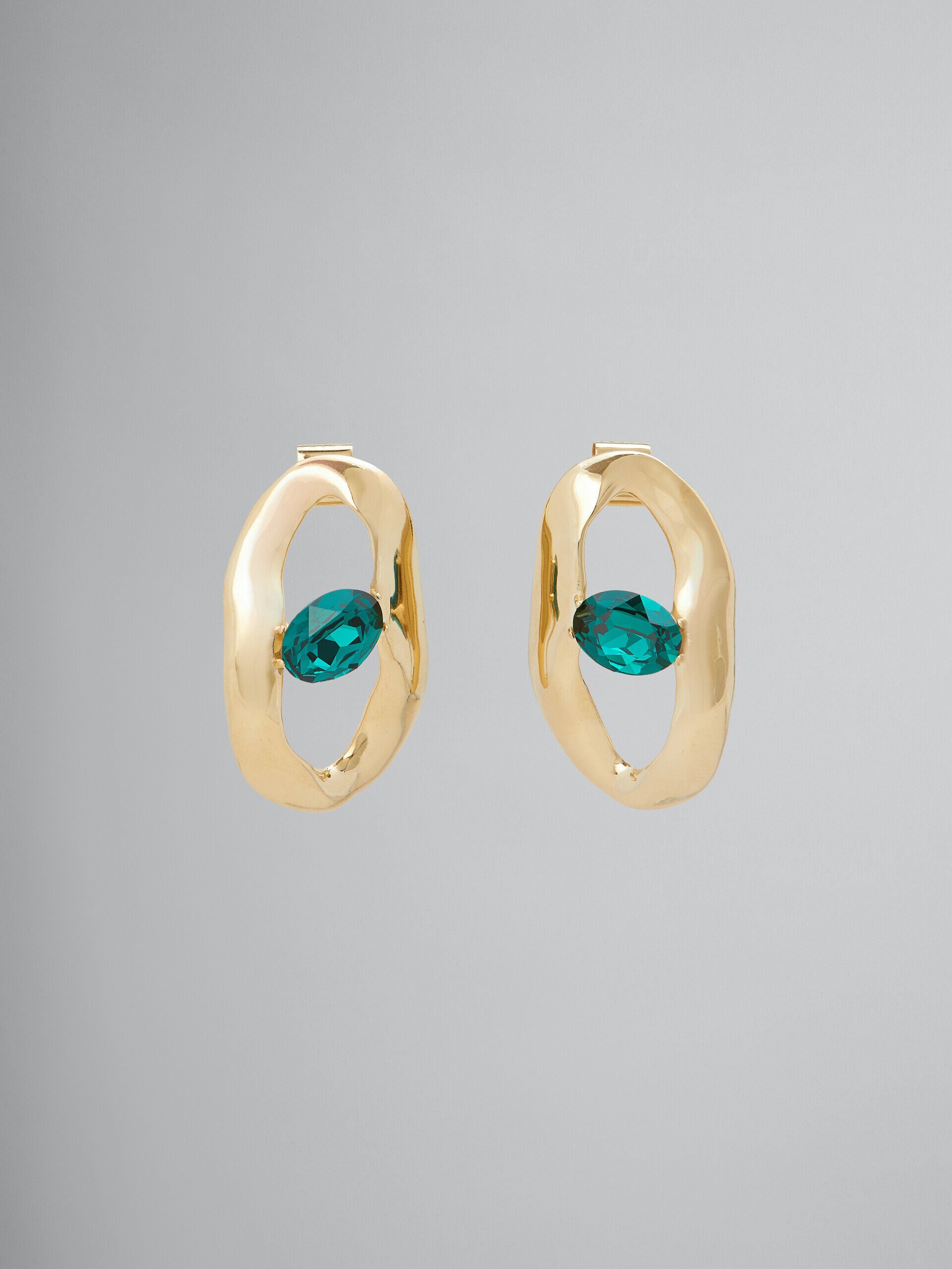 MARNI WOMEN'S GOLD-TONE EARRINGS WITH EMERALD STONES