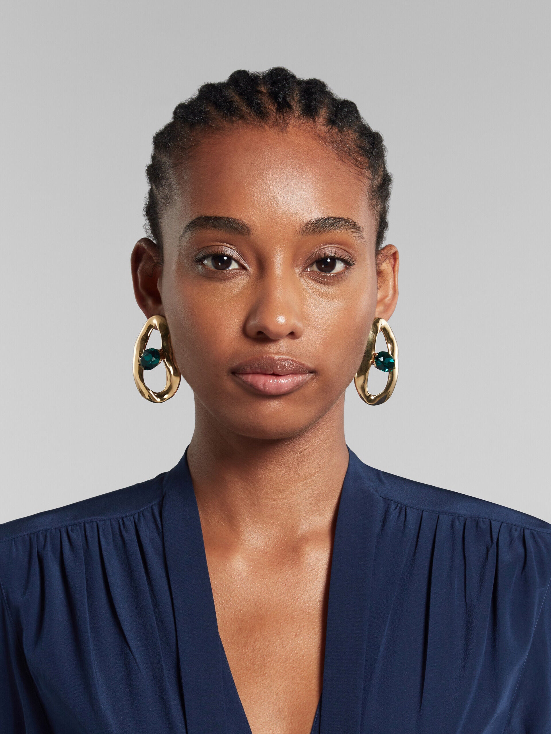 MARNI WOMEN'S GOLD-TONE EARRINGS WITH EMERALD STONES