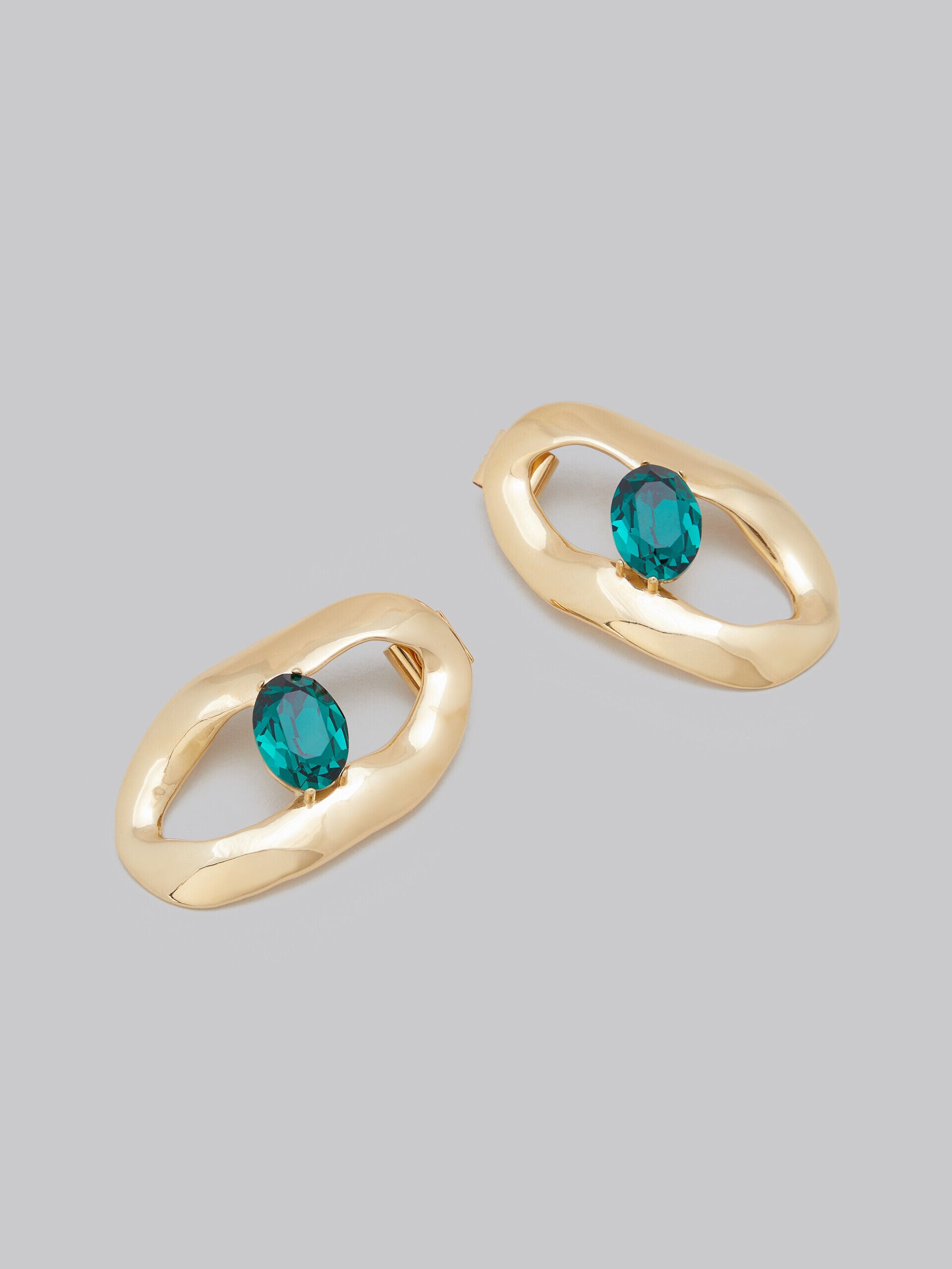 MARNI WOMEN'S GOLD-TONE EARRINGS WITH EMERALD STONES