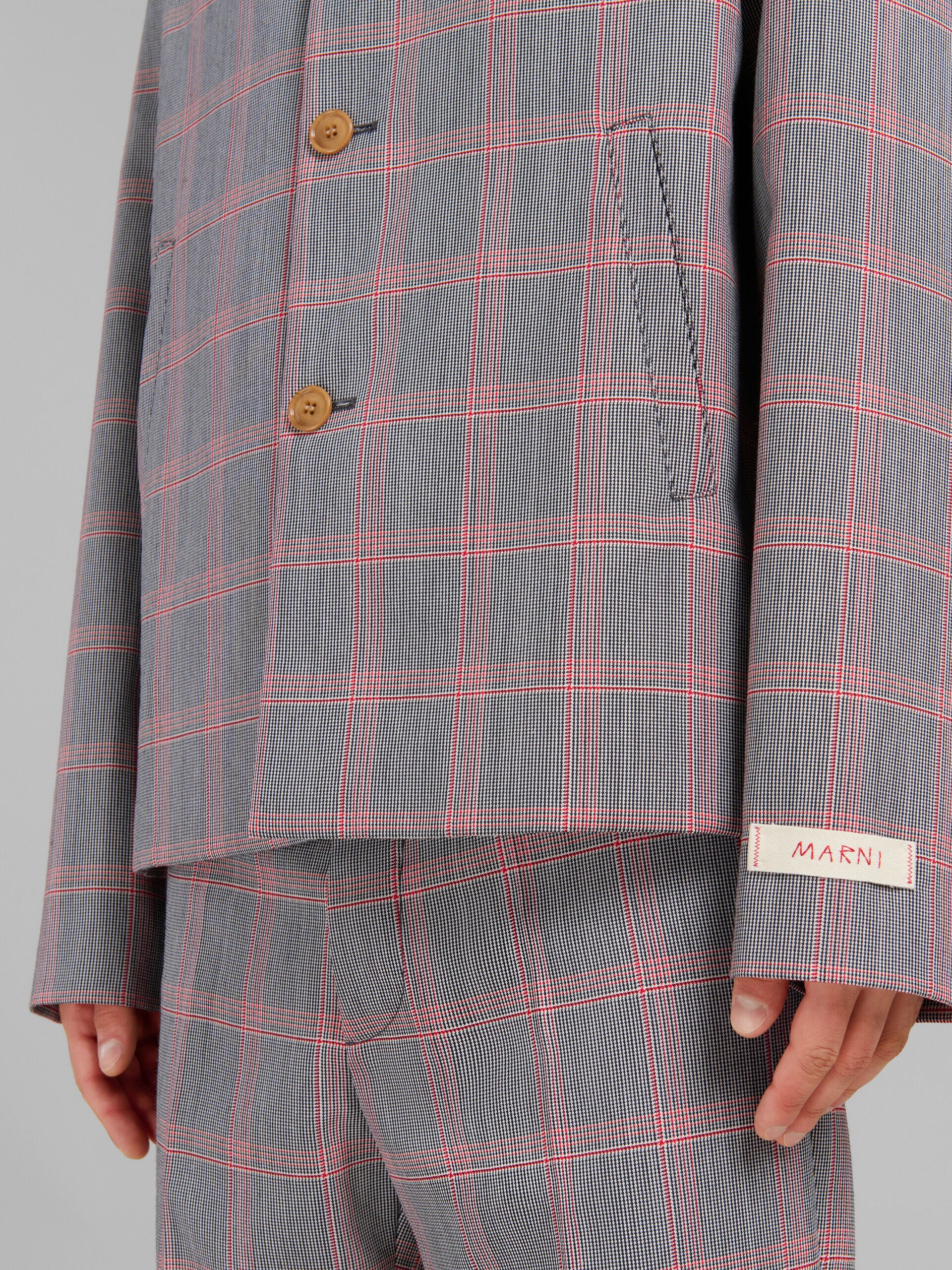 MARNI MEN'S GRAY PLAID TAILORED JACKET