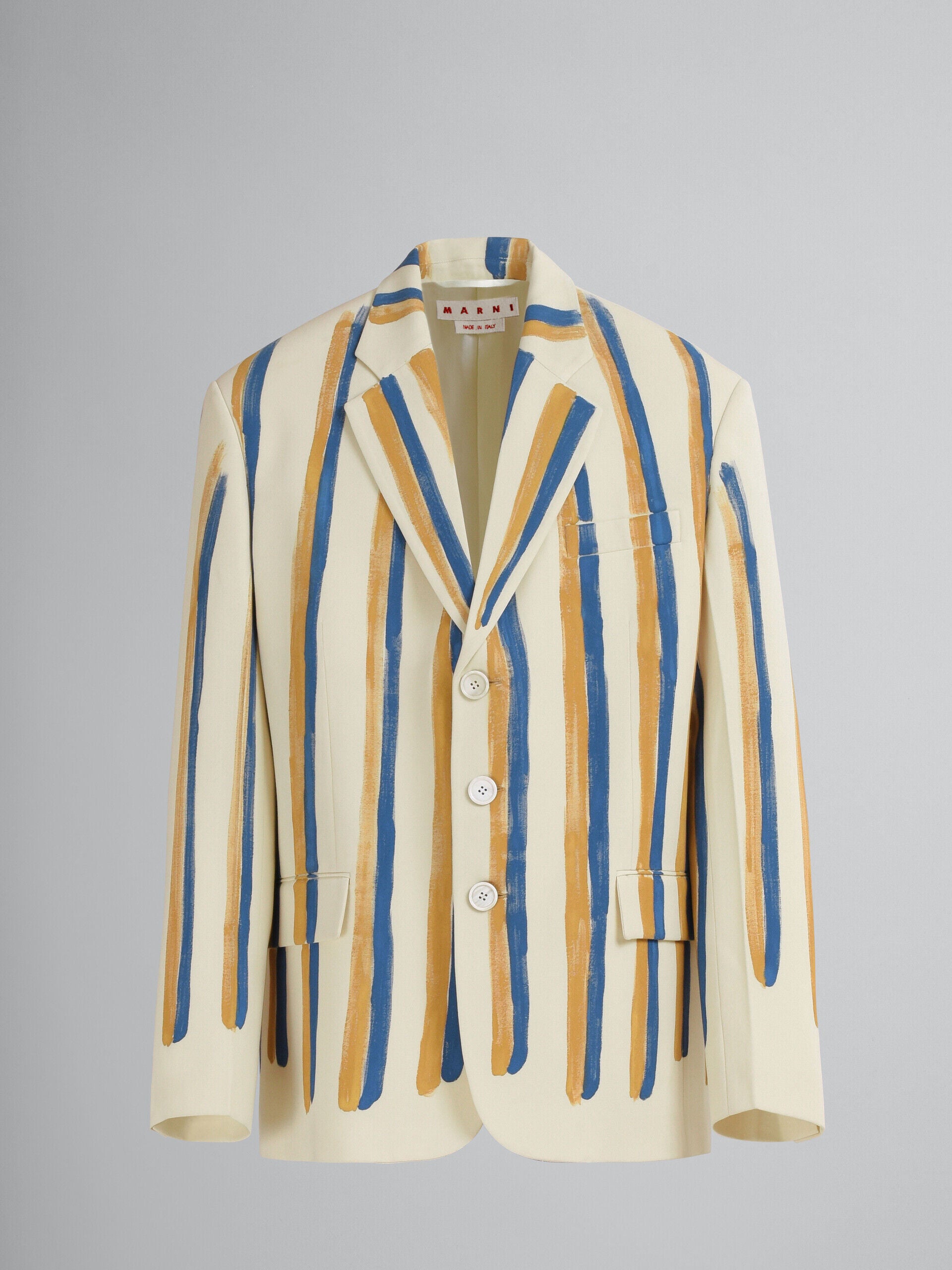 MARNI MEN'S ANTIQUE WHITE STRIPED BLAZER