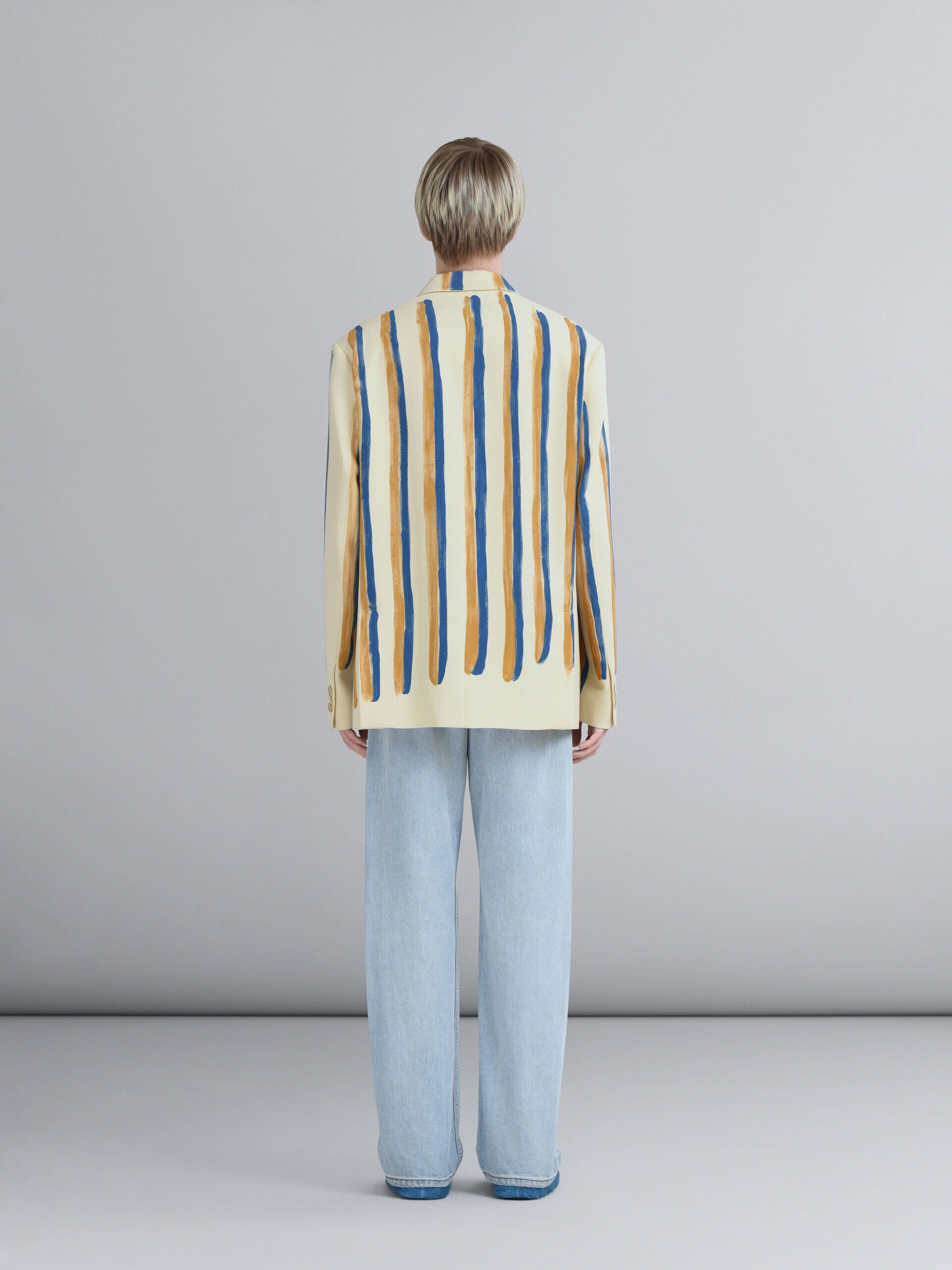 MARNI MEN'S ANTIQUE WHITE STRIPED BLAZER