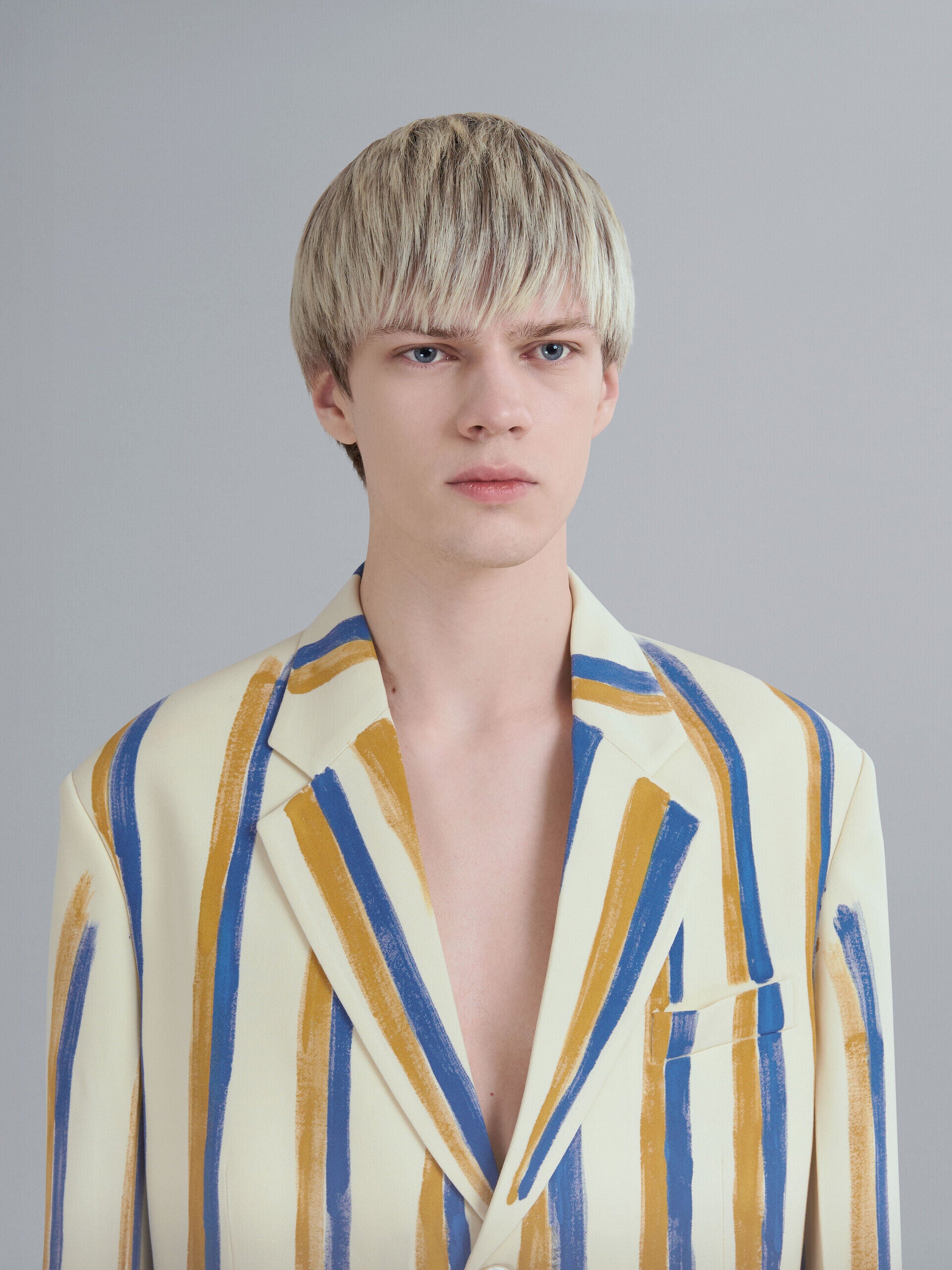 MARNI MEN'S ANTIQUE WHITE STRIPED BLAZER