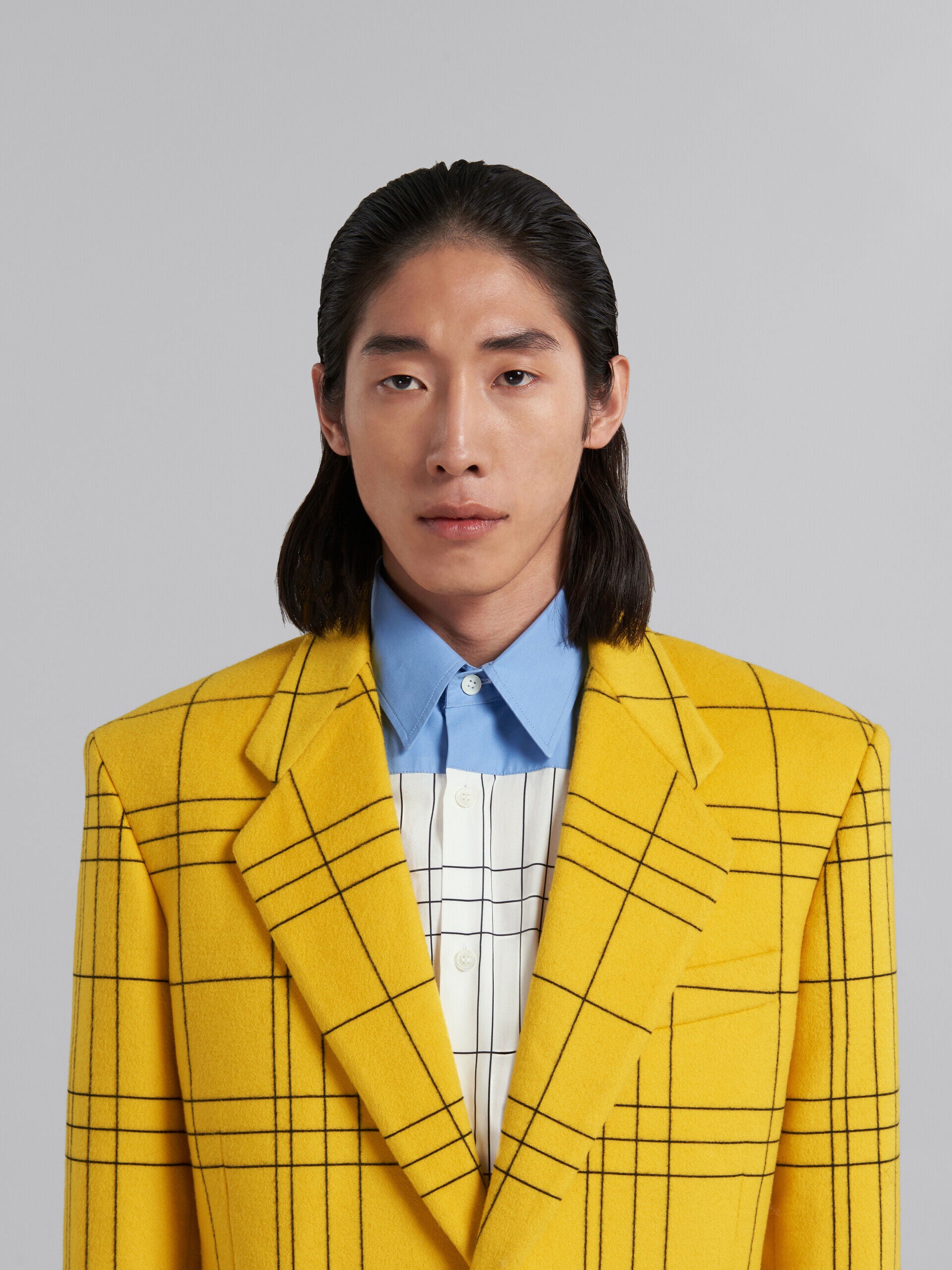 MARNI MEN'S YELLOW PLAID TAILORED BLAZER