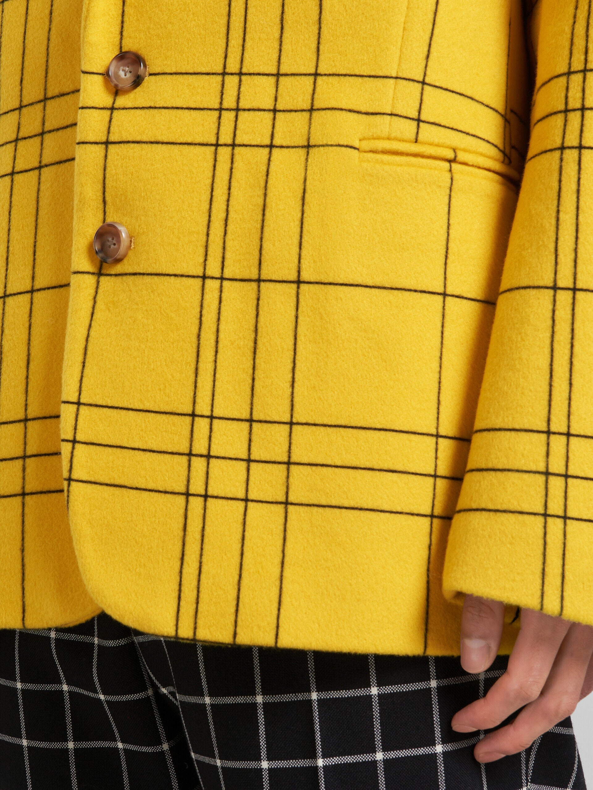 MARNI MEN'S YELLOW PLAID TAILORED BLAZER