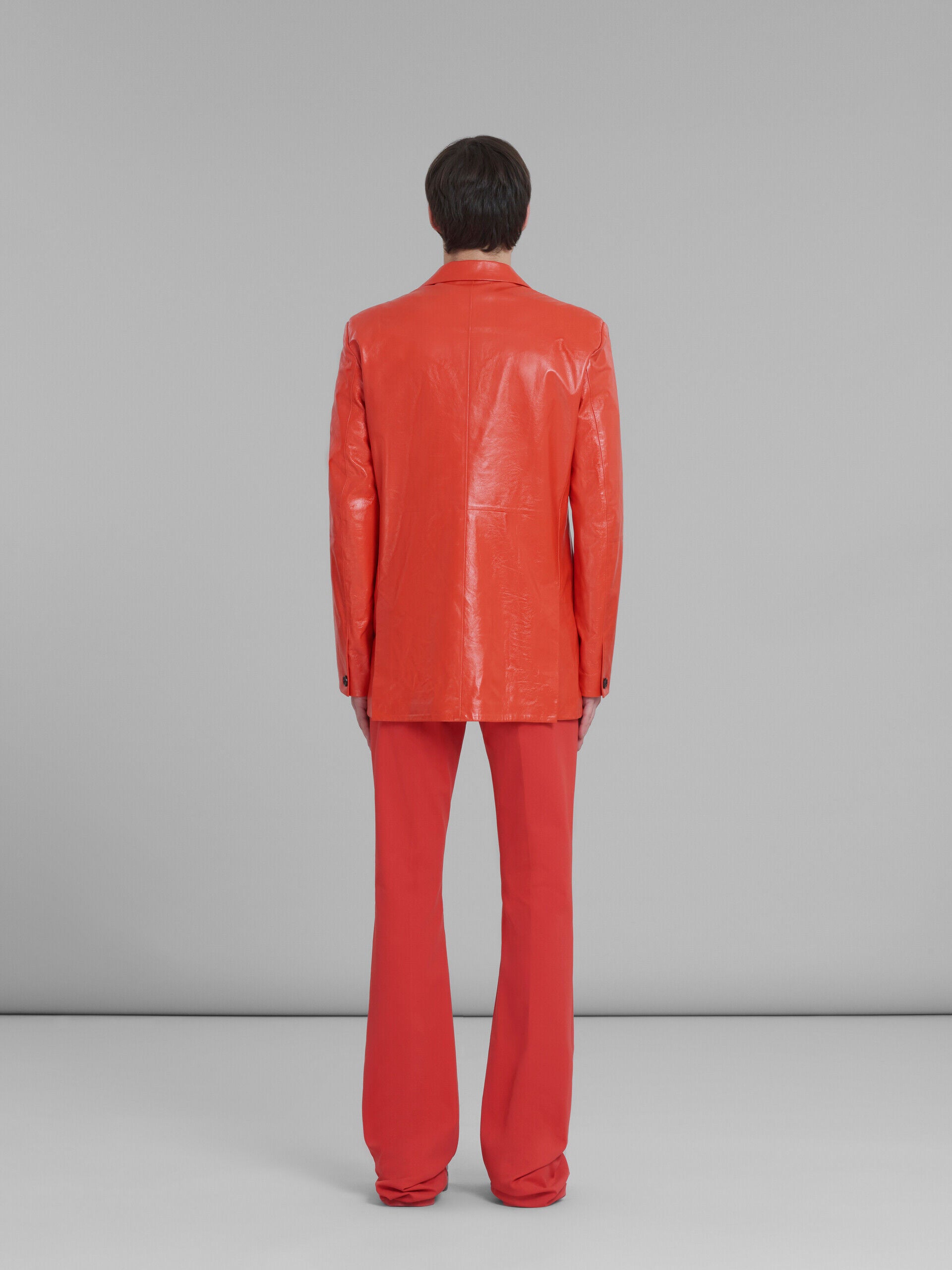 MARNI MEN'S ORANGE-RED LEATHER TAILORED JACKET