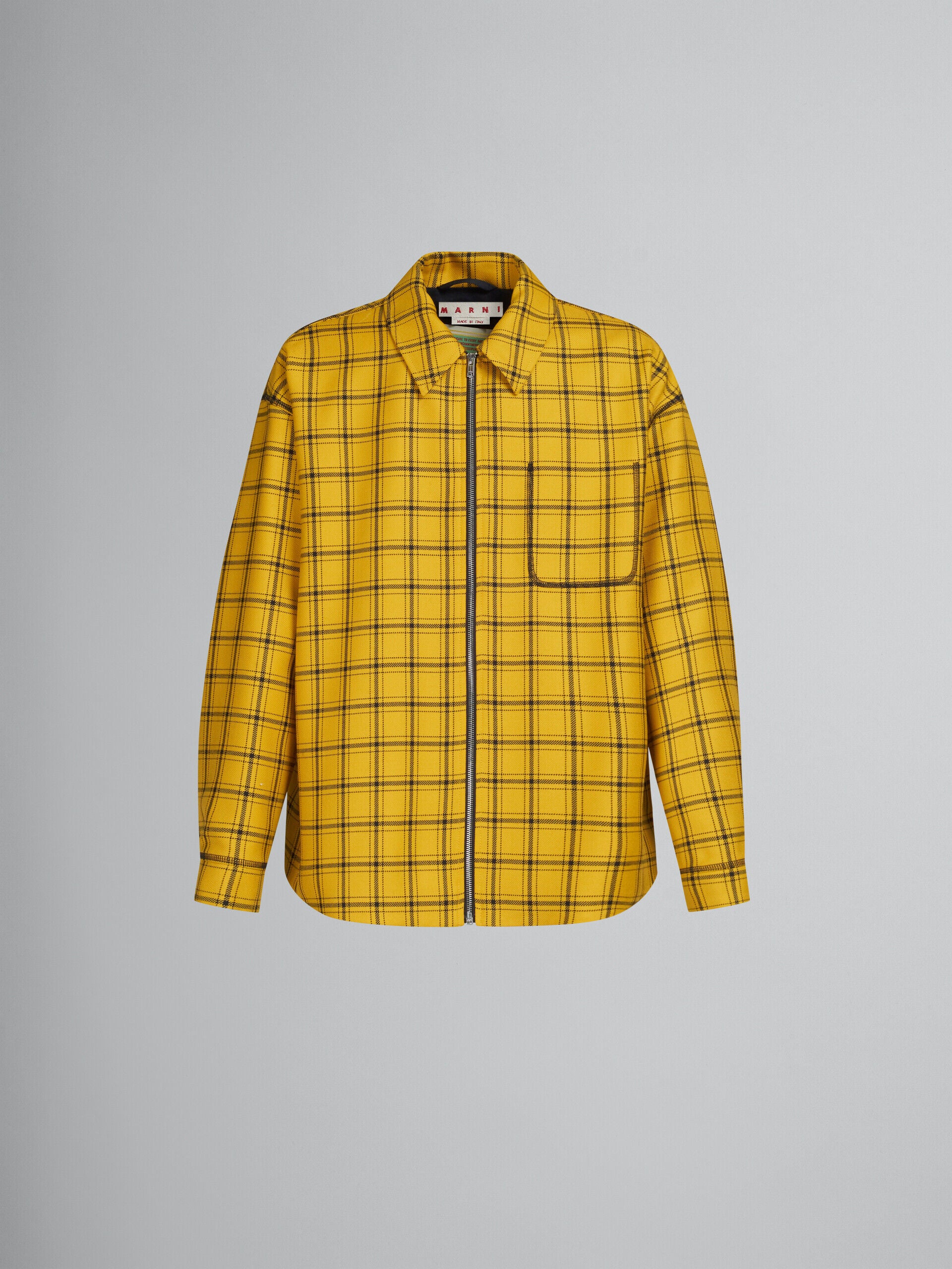 MARNI MEN'S YELLOW PLAID ZIP-UP JACKET