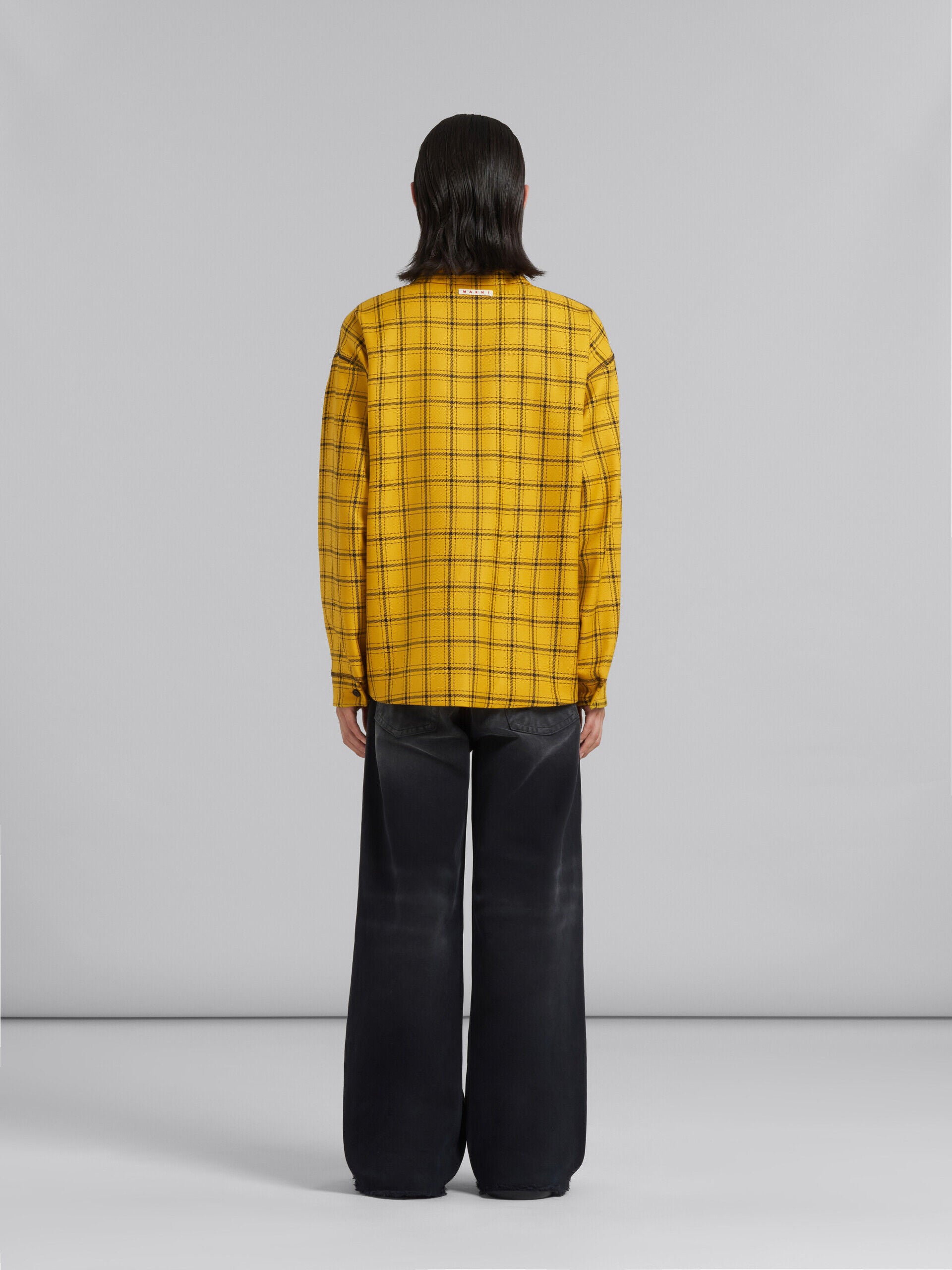 MARNI MEN'S YELLOW PLAID ZIP-UP JACKET