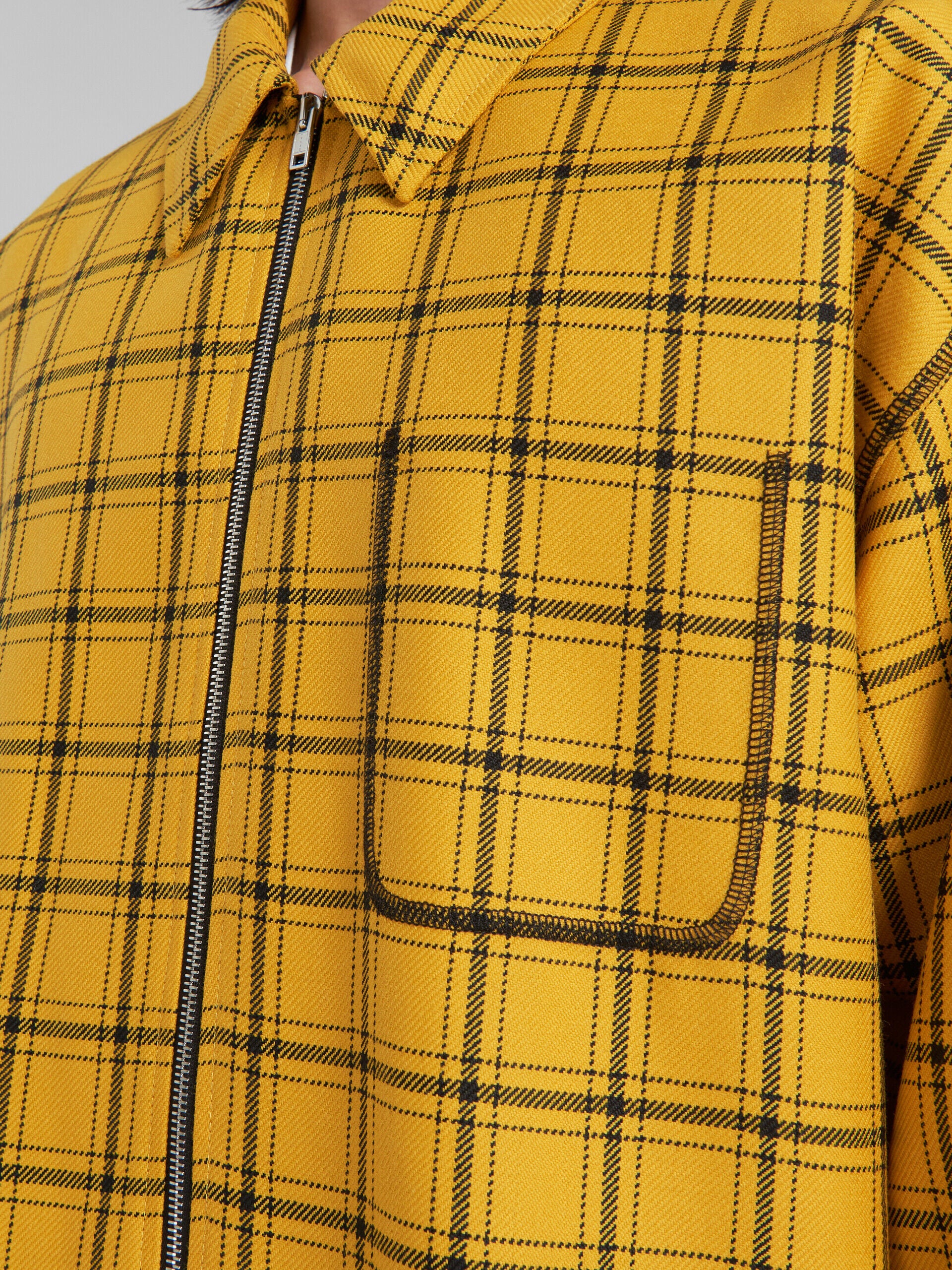 MARNI MEN'S YELLOW PLAID ZIP-UP JACKET