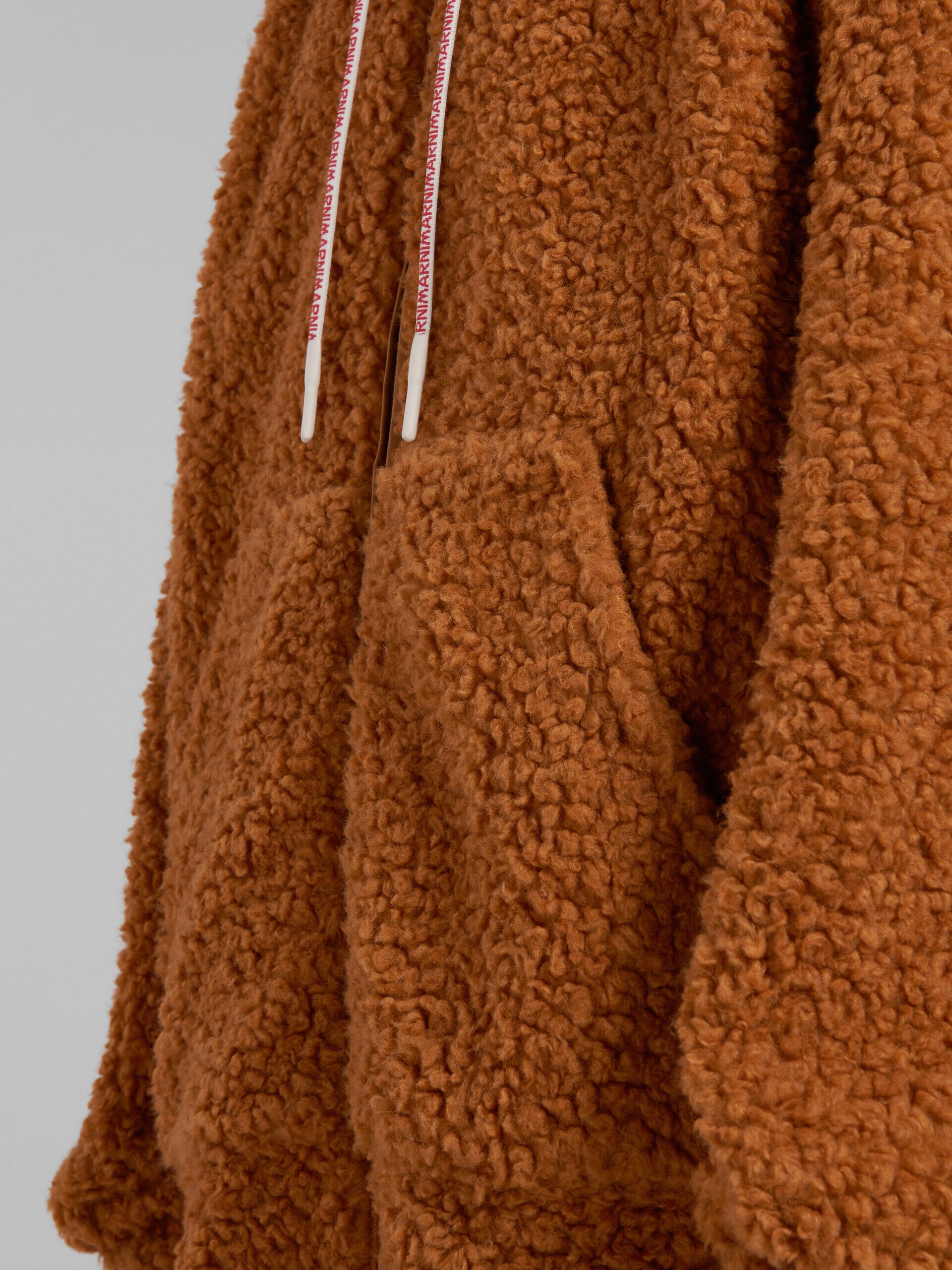 MARNI MEN'S RUST SHEARLING HOODED JACKET