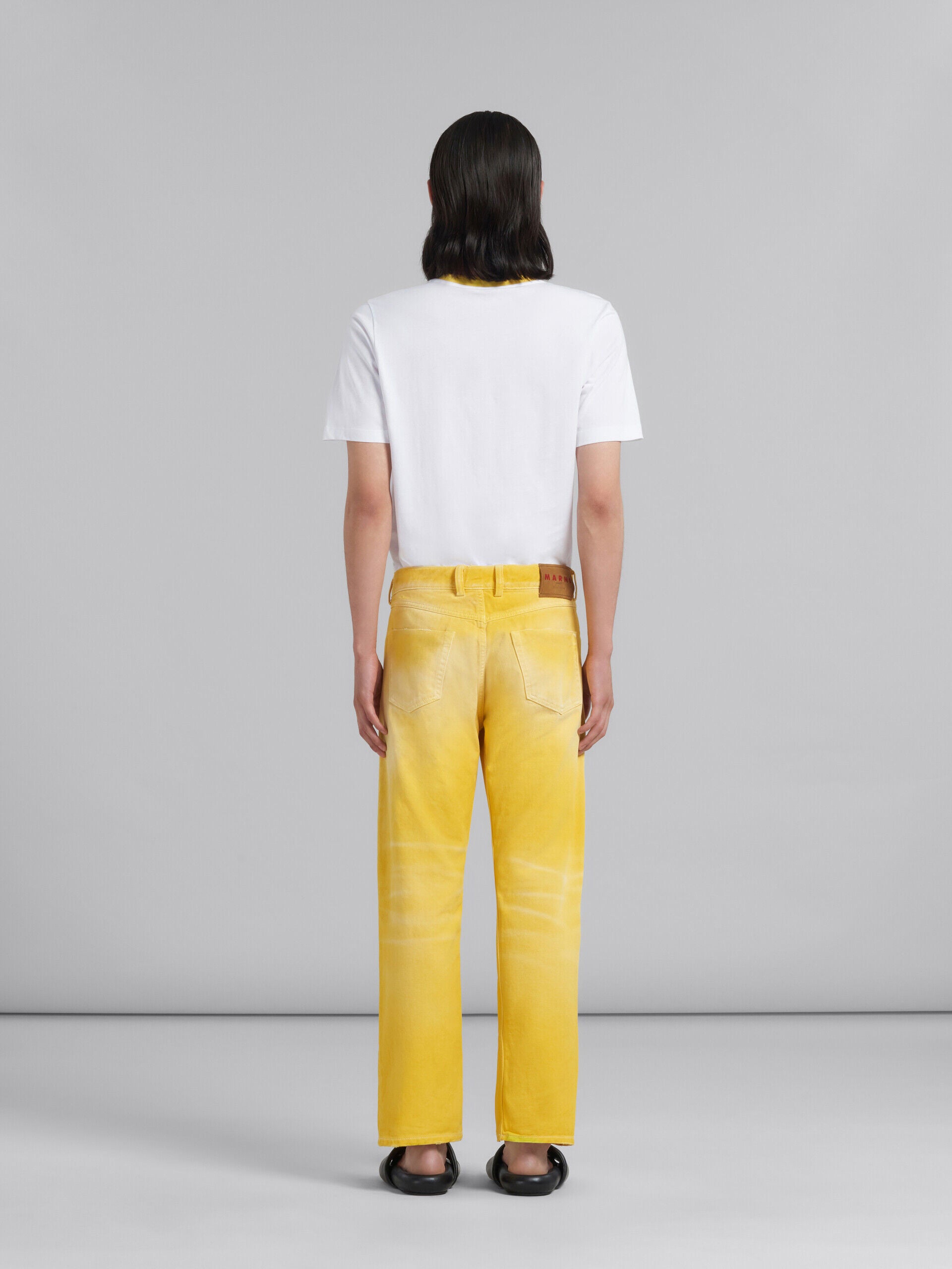 MARNI MEN'S YELLOW STRAIGHT-LEG TROUSERS